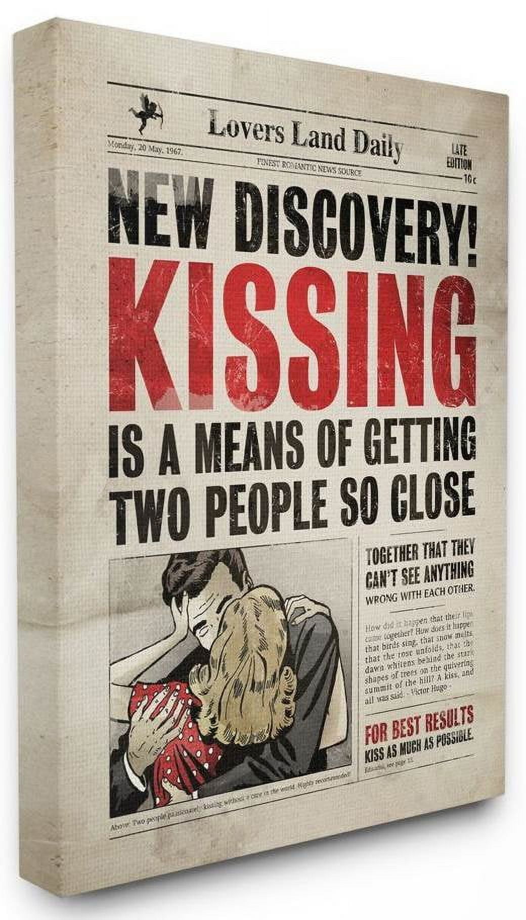Stupell Industries Kissing Funny Newspaper Vintage Comic Book Design Canvas Wall Art by Ester Kay