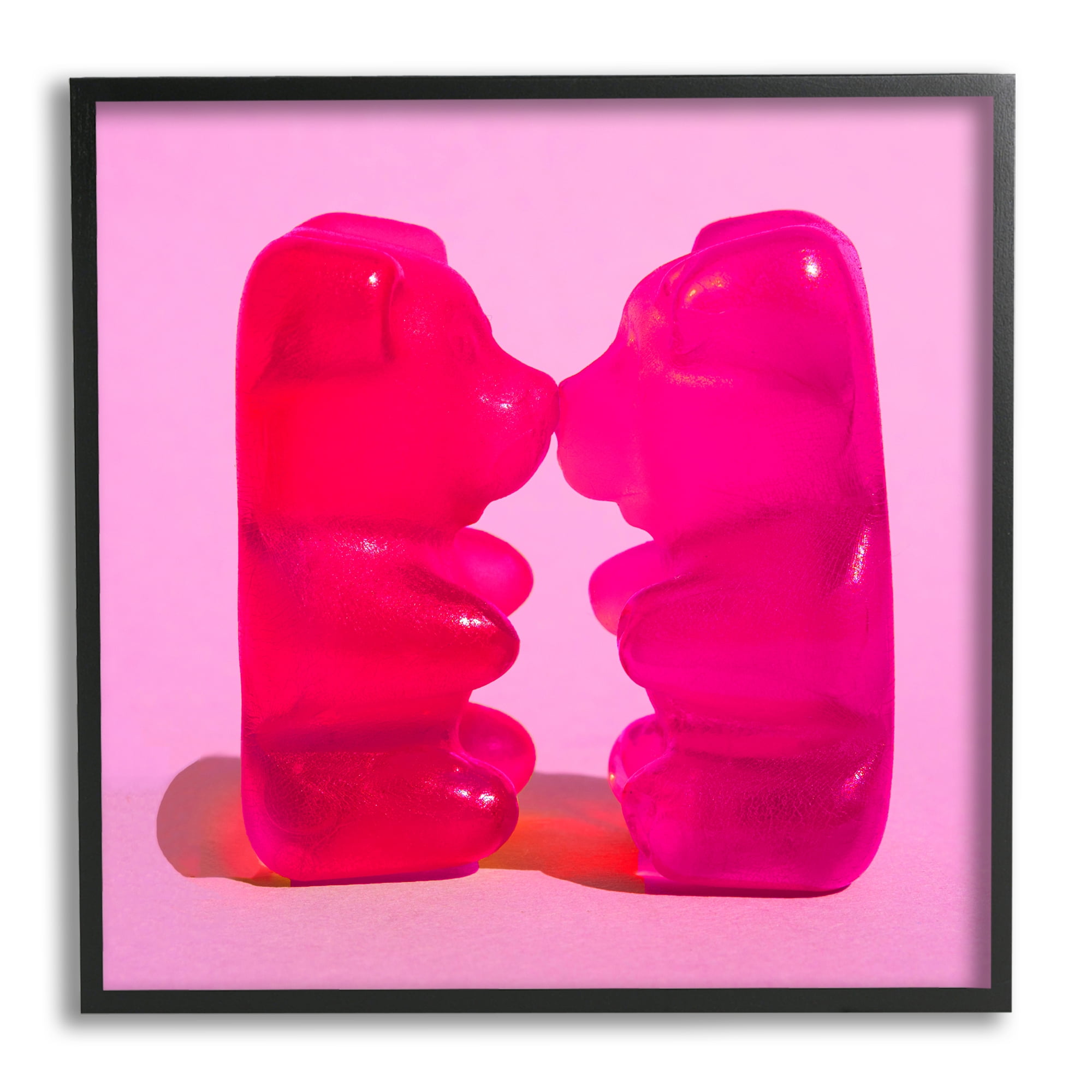 Stupell Industries Kissing Gummy Candy Bears Food & Beverage Painting Black Framed Art Print Wall Art, 24 x 24