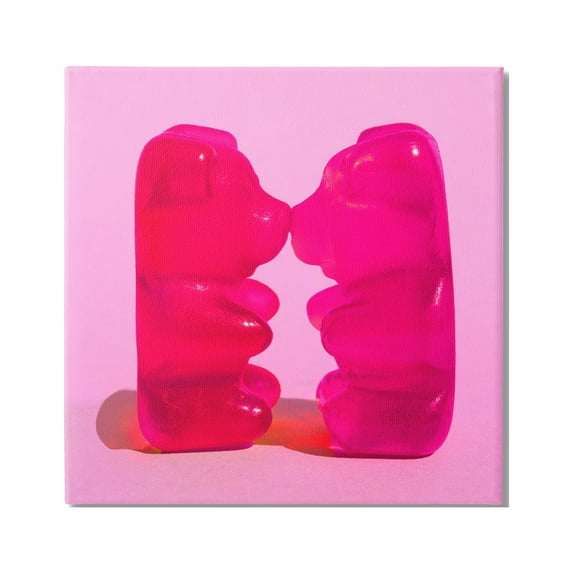 Stupell Industries Kissing Gummy Candy Bears Food & Beverage Painting Gallery Wrapped Canvas Print Wall Art, 17 x 17