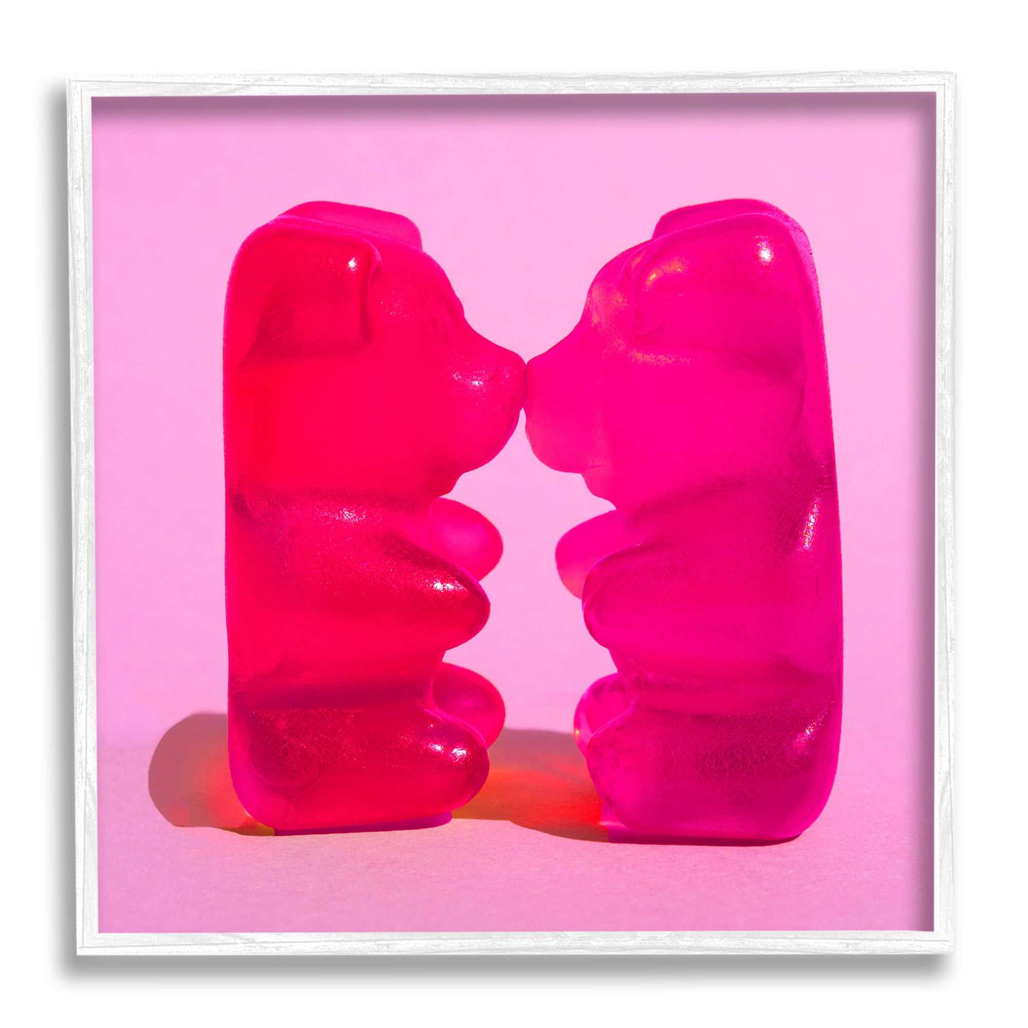 Stupell Industries Kissing Gummy Candy Bears Food & Beverage Painting White Framed Art Print Wall Art, 24 x 24