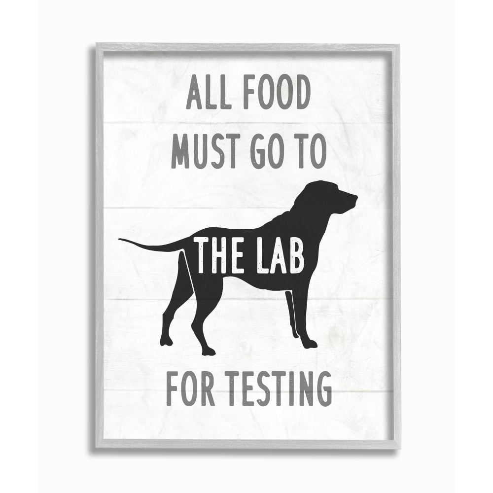 Stupell Industries Kitchen All Food to the Lab Animal Dog Pun Framed Wall Art Design by Daphne Polselli, 16" x 20", Gray Framed