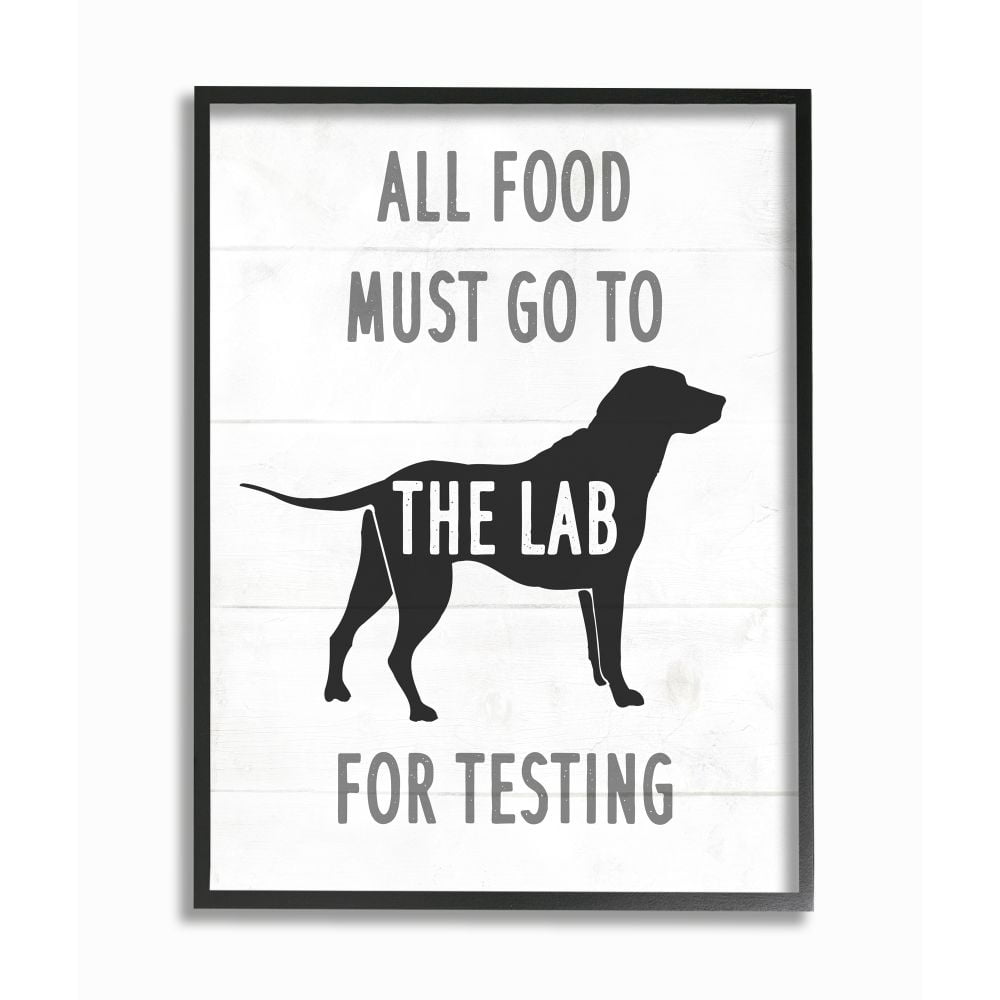 Stupell Industries Kitchen All Food to the Lab Animal Dog Pun Framed Wall Art Design by Daphne Polselli, 24" x 30", Black Framed