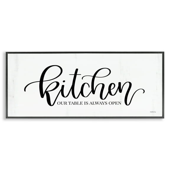 Stupell Industries Kitchen Always Open Typography Painting Black Framed Art Print Wall Art, 24 x 10