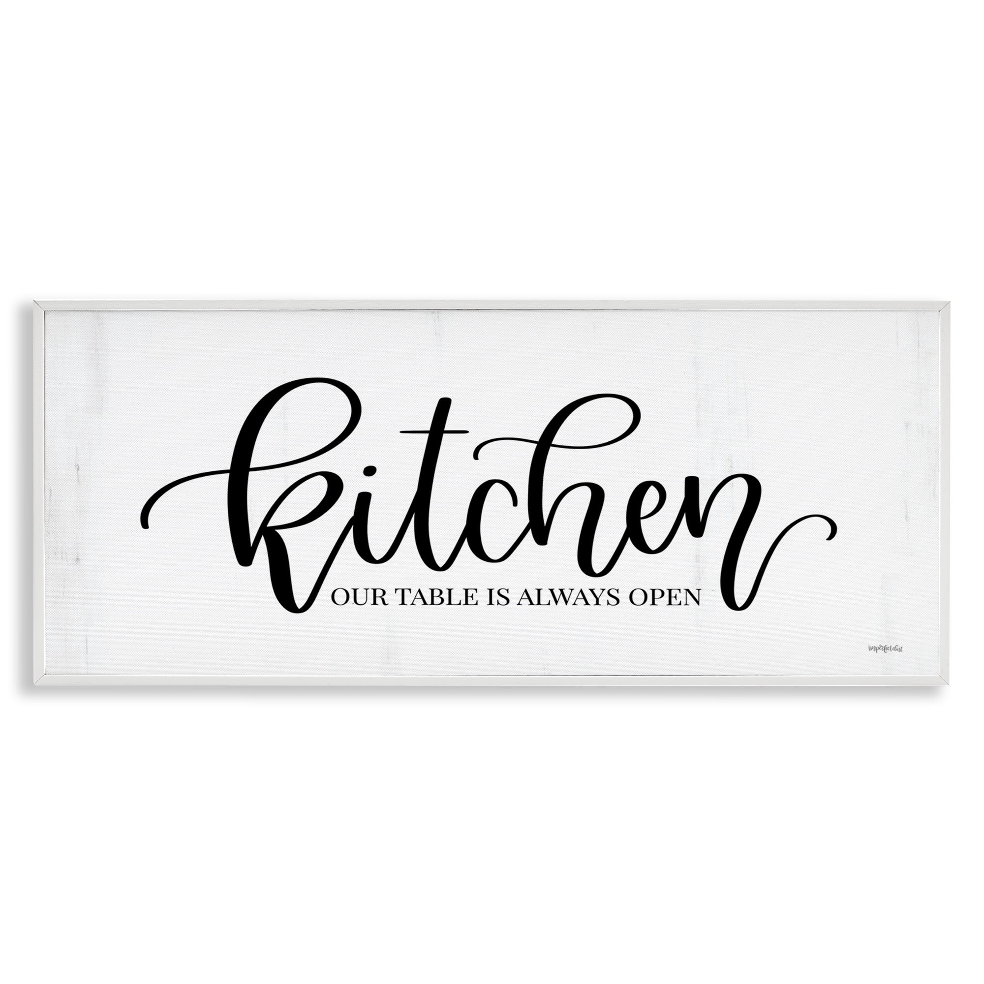 Stupell Industries Kitchen Always Open Typography Painting White Framed Art Print Wall Art, 30 x 13