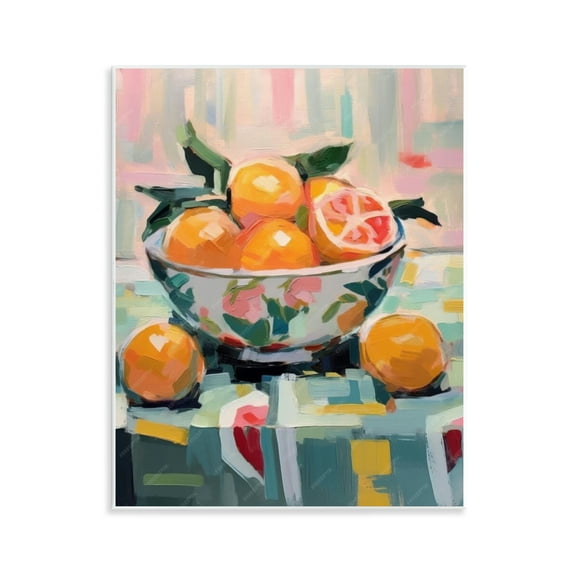 Stupell Industries Kitchen Bowl of Oranges Food & Beverage Painting Unframed Art Print Wall Art, 11 x 14