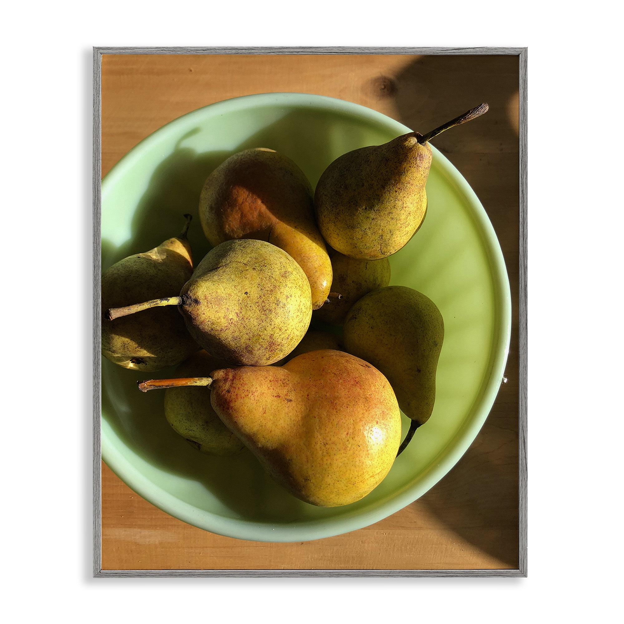 Stupell Industries Kitchen Bowl of Pears Food & Beverage Photography Gray Framed Art Print Wall Art, 11 x 14