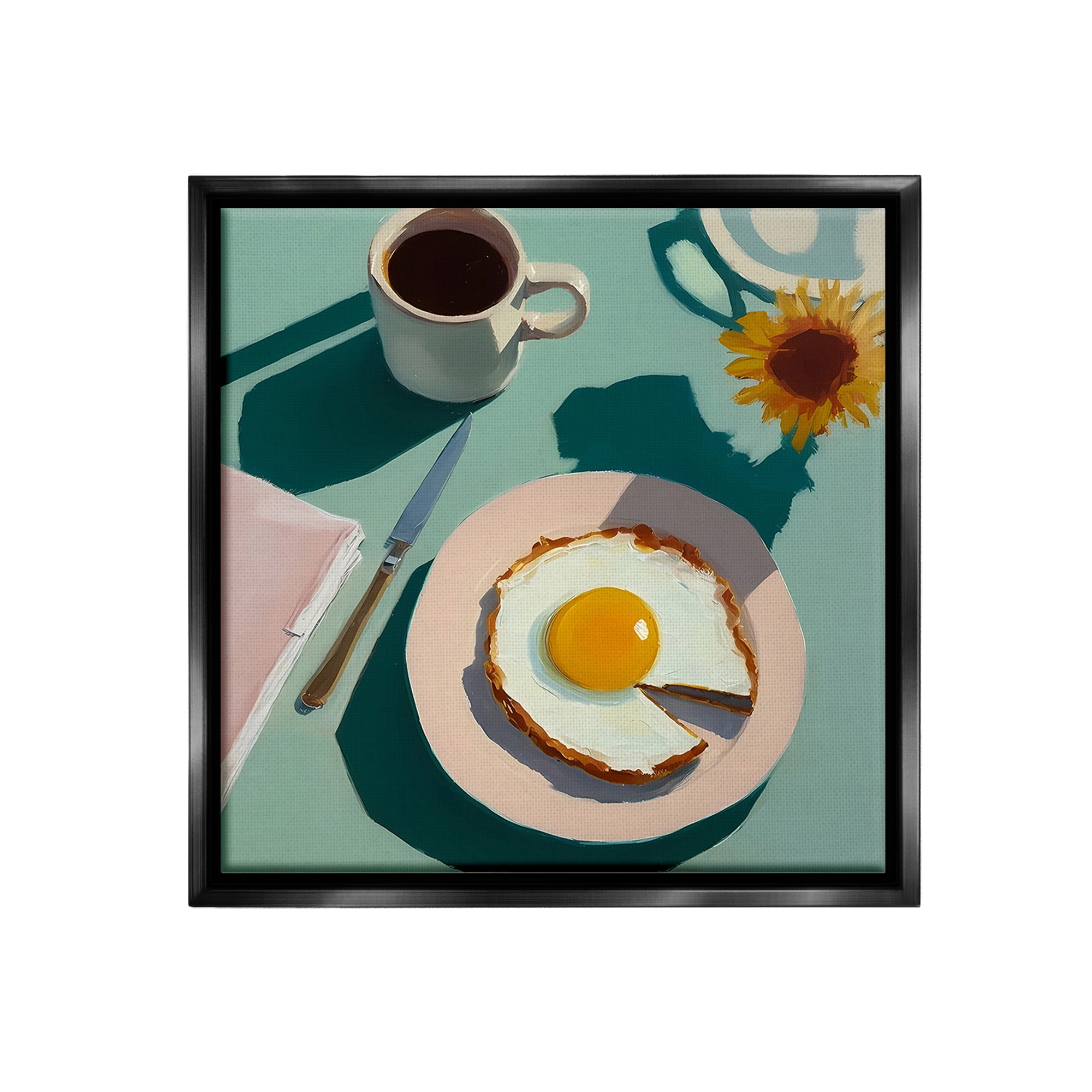 Stupell Industries Kitchen Brunch Meal Food & Beverage Painting Black Floater Framed Canvas Art Print Wall Art, 18 x 18