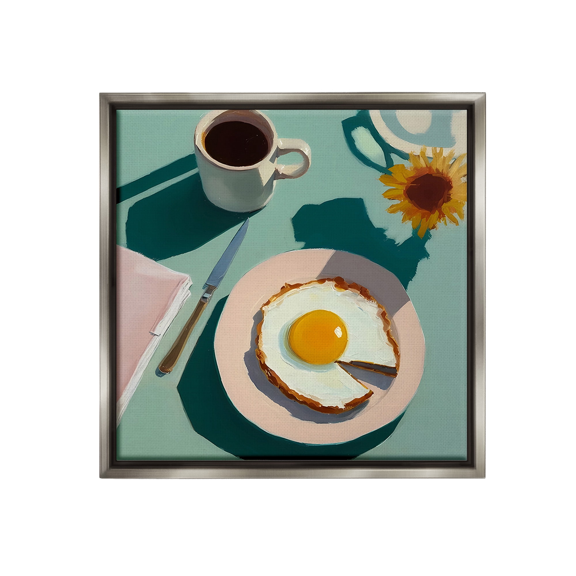 Stupell Industries Kitchen Brunch Meal Food & Beverage Painting Gray Floater Framed Canvas Art Print Wall Art, 25 x 25