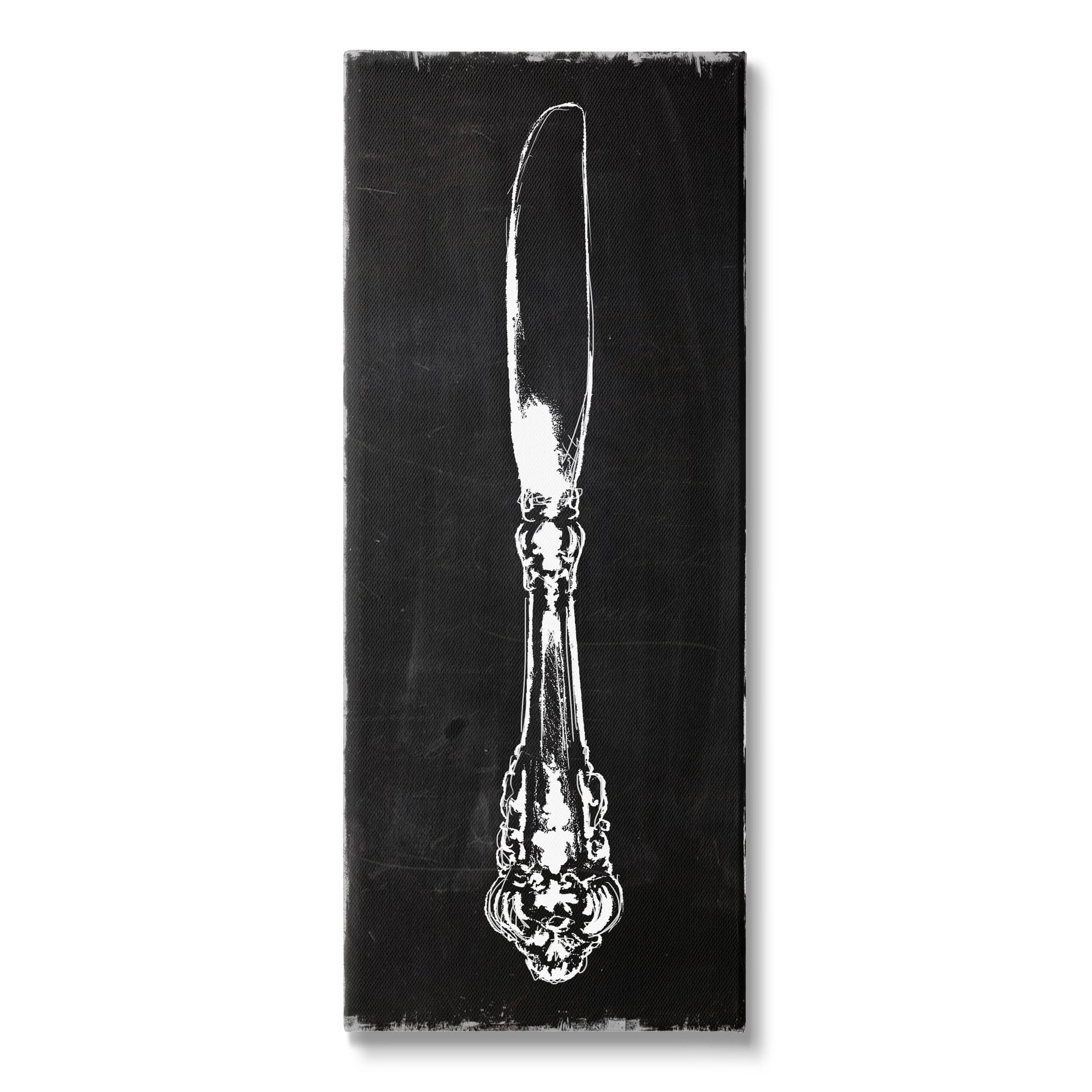 Stupell Industries Kitchen Butter Knife Vintage Style Dinner Cutlery Graphic Art Gallery Wrapped Canvas Print Wall Art, Design by Carol Robinson
