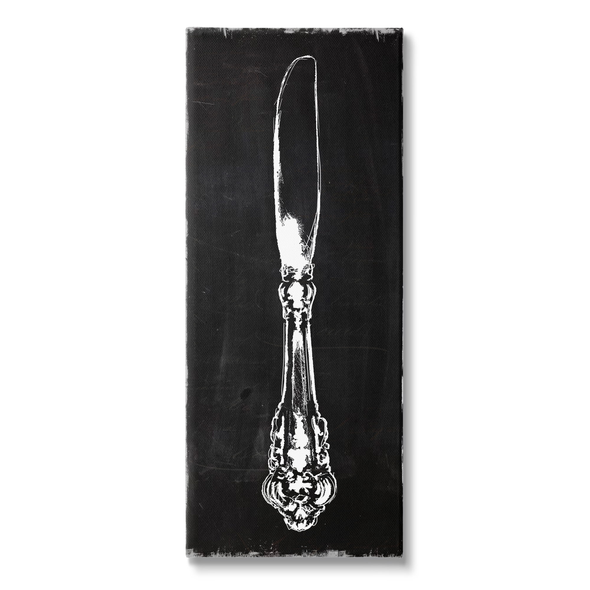 Stupell Industries Kitchen Butter Knife Vintage Style Dinner Cutlery Graphic Art Gallery Wrapped Canvas Print Wall Art, Design by Carol Robinson