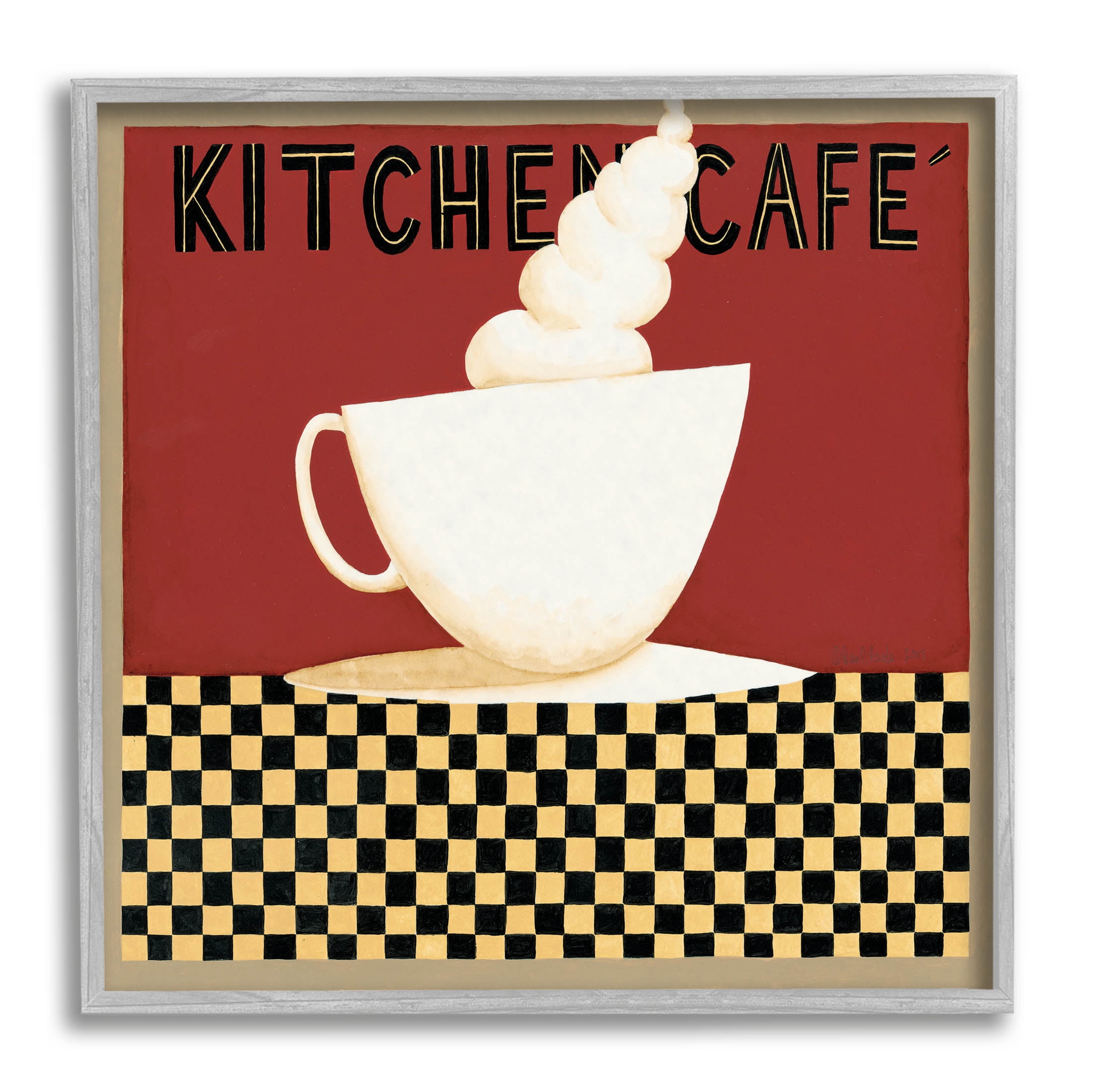 Stupell Industries Kitchen Cafe Vintage Patterned Graphic Art Gray Framed Art Print Wall Art, Design by Dan DiPaolo