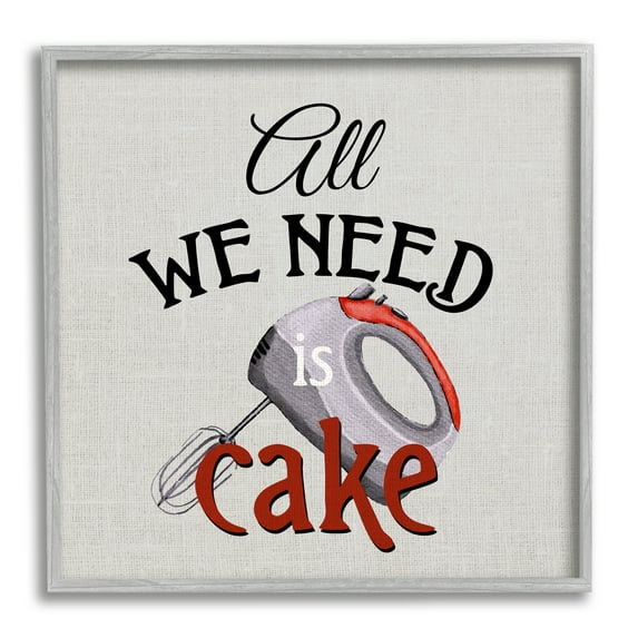 Stupell Industries Kitchen Cake Phrase Food & Beverage Painting Gray Framed Art Print Wall Art, 17 x 17