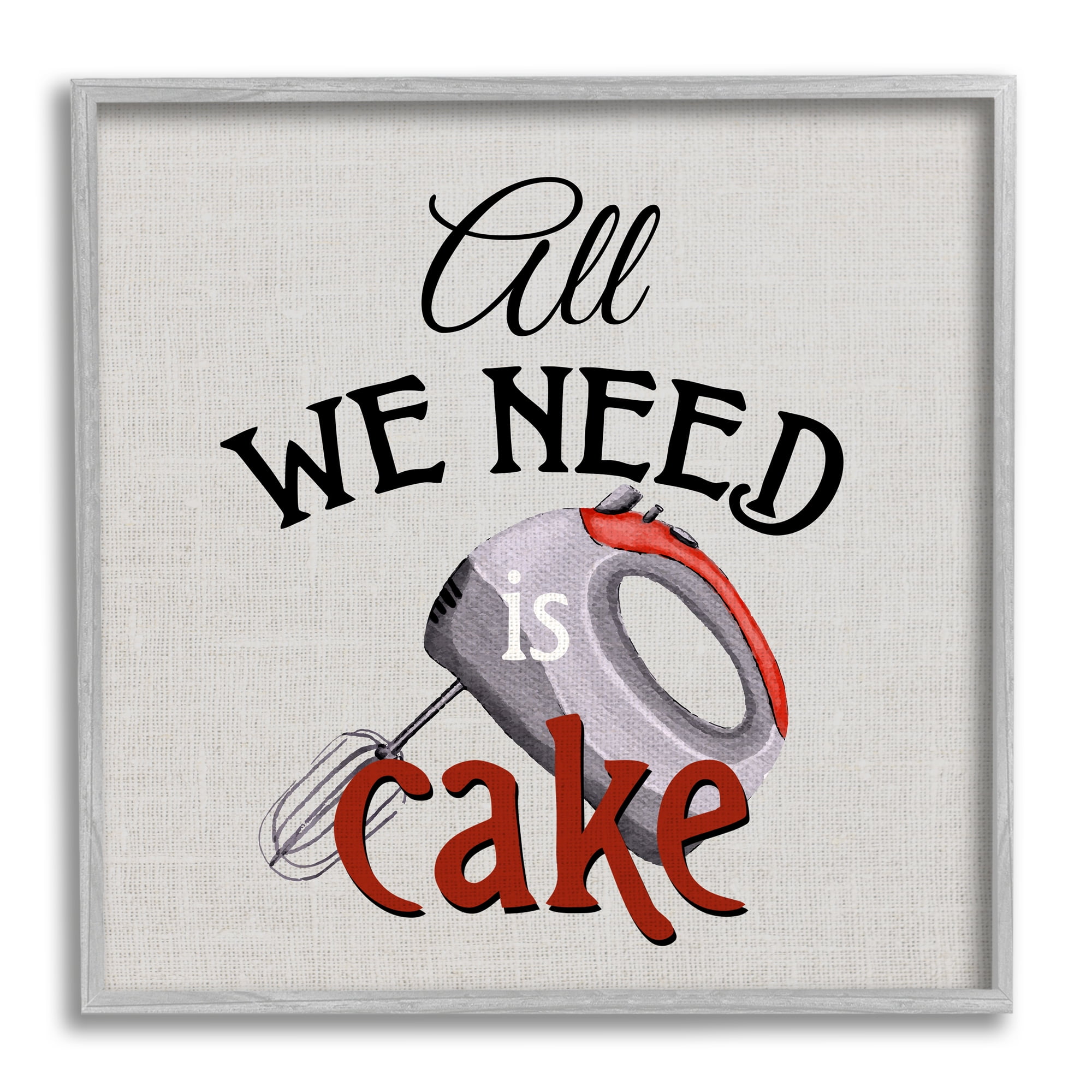 Stupell Industries Kitchen Cake Phrase Food & Beverage Painting Gray Framed Art Print Wall Art, 24 x 24