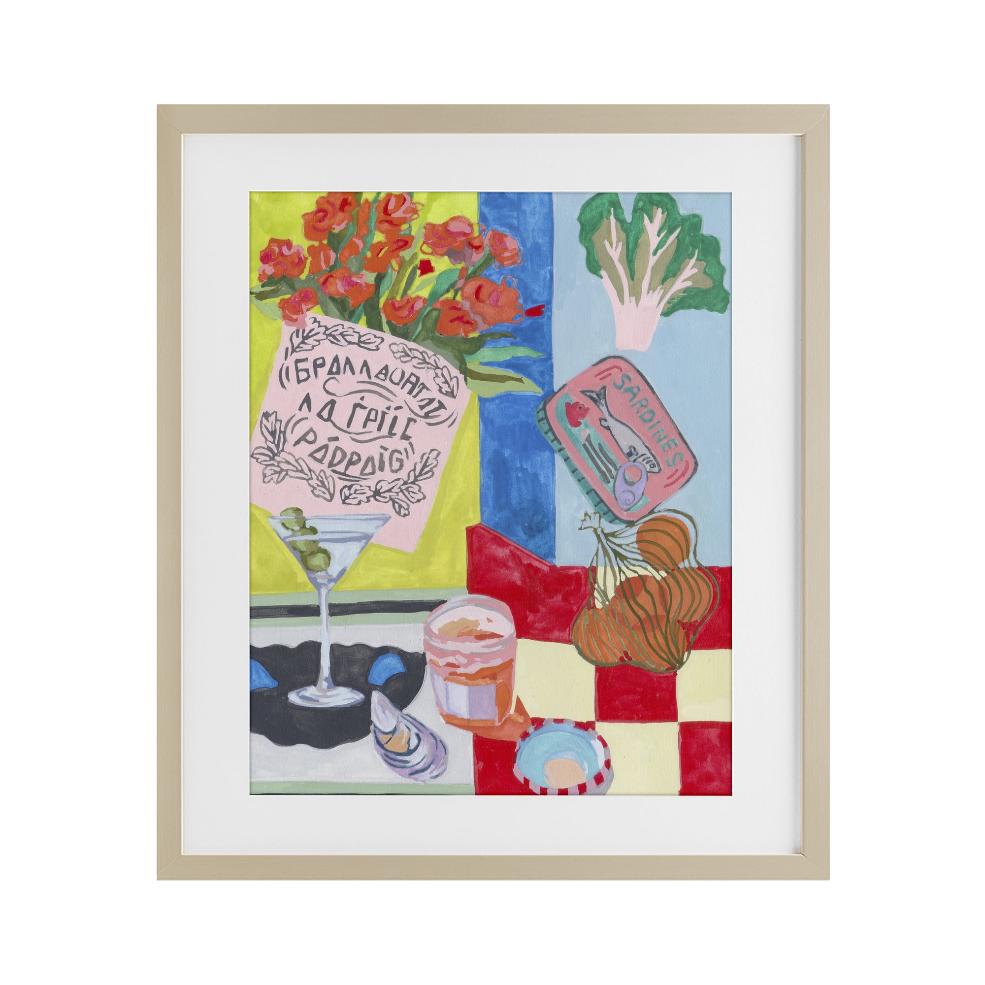 Stupell Industries Kitchen Checkered Still Life Birch Framed Print Under Glass, design by Melissa Wang