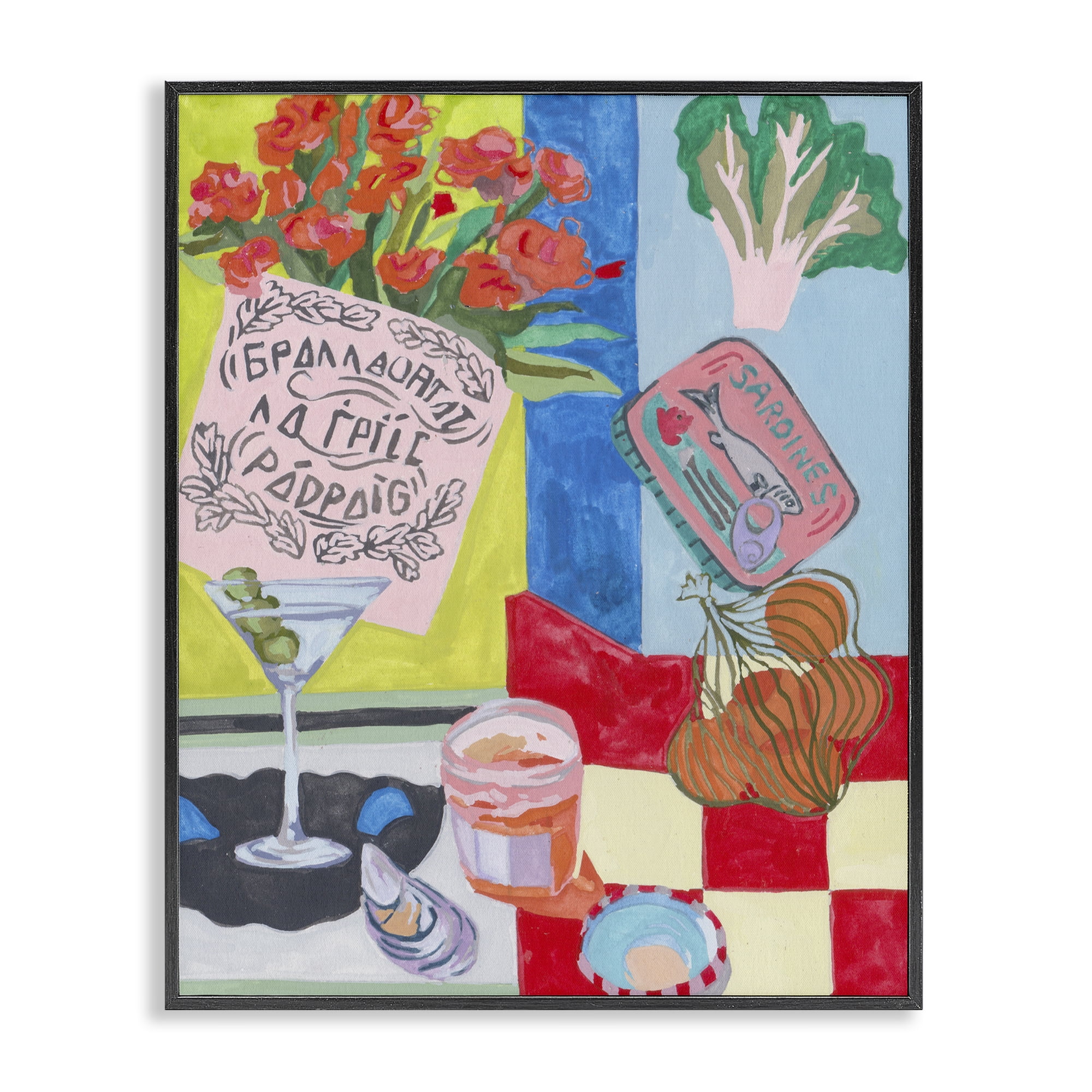 Stupell Industries Kitchen Checkered Still Life Black Framed Giclee Art, design by Melissa Wang
