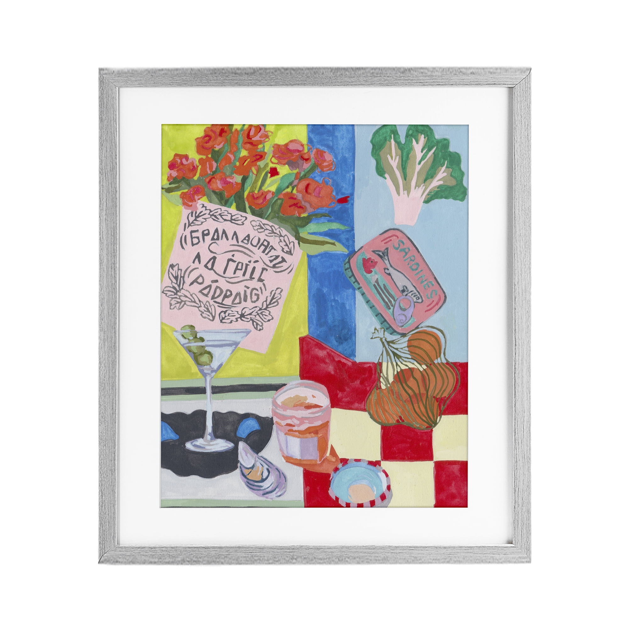 Stupell Industries Kitchen Checkered Still Life Gray Framed Print Under Glass, design by Melissa Wang