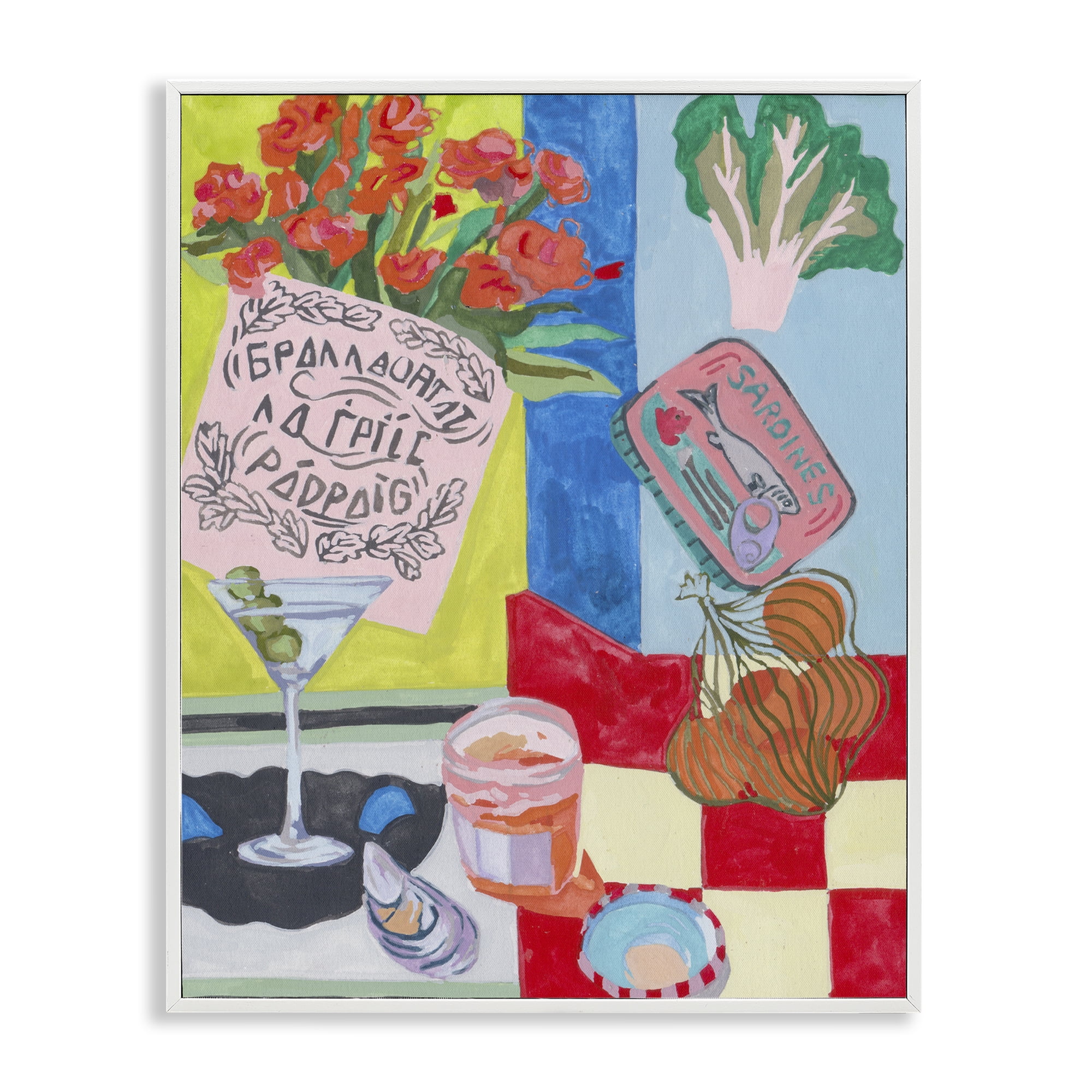 Stupell Industries Kitchen Checkered Still Life White Framed Giclee Art, design by Melissa Wang