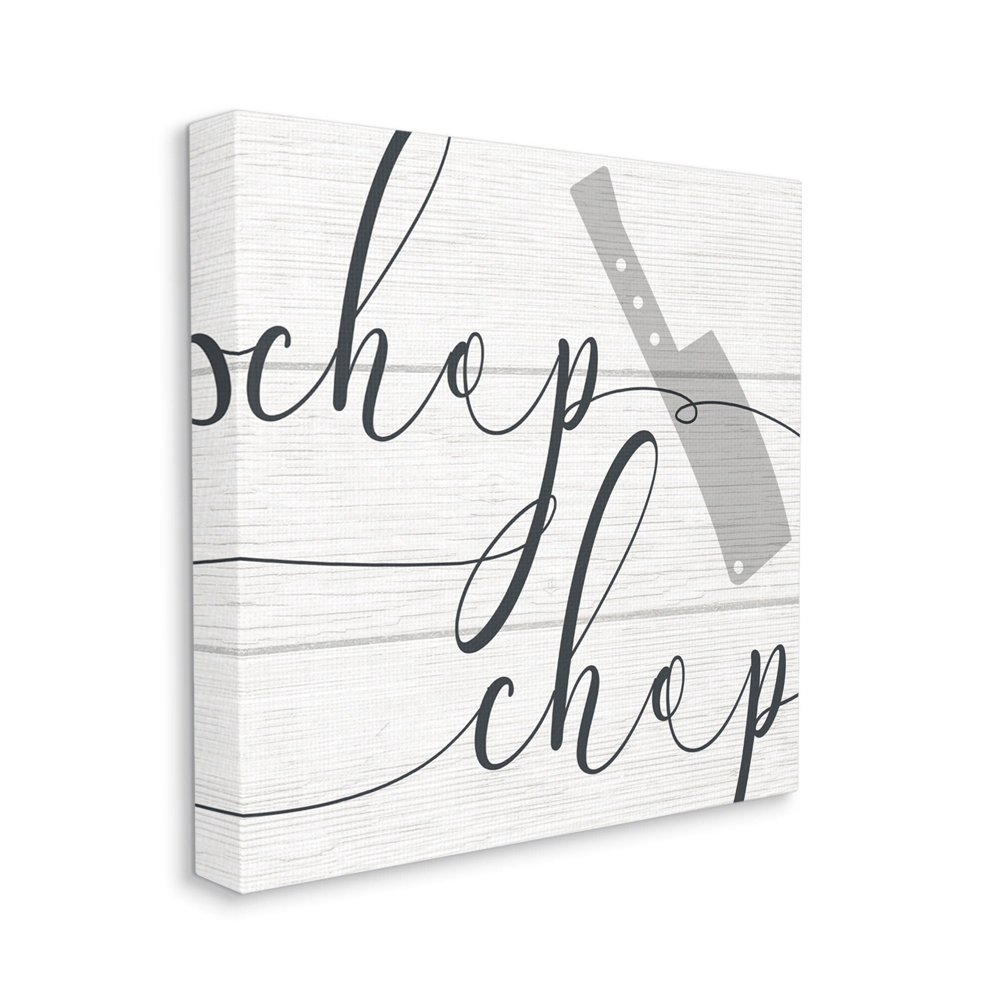 Stupell Industries Kitchen Chop Phrase Butcher Knife Plank Style Pattern,30 x 30,Designed by Daphne Polselli