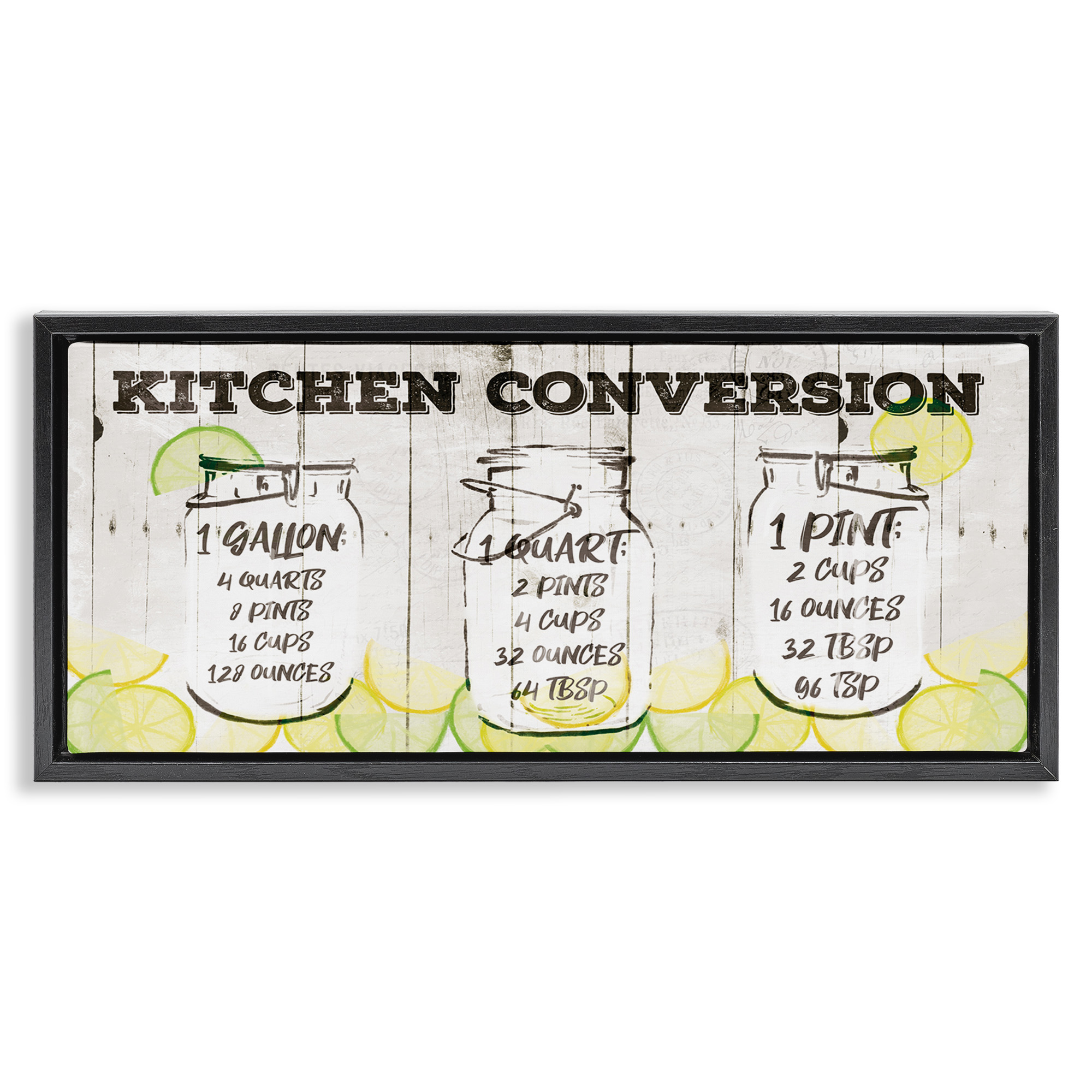 Stupell Industries Kitchen Conversion Summer Jars Food & Beverage Painting Black Floater Framed Canvas Art Print Wall Art, 31 x 14