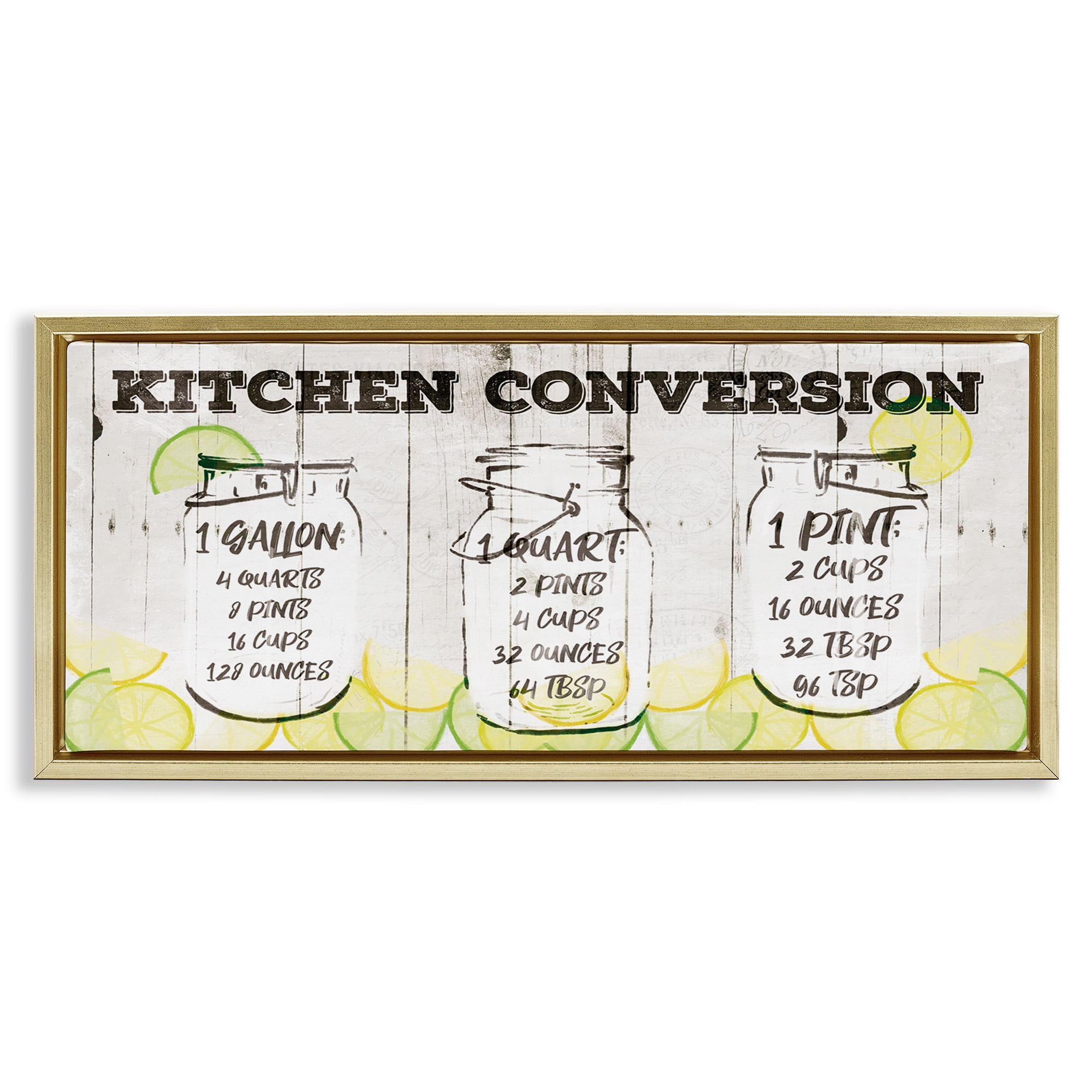 Stupell Industries Kitchen Conversion Summer Jars Food & Beverage Painting Gold Floater Framed Canvas Art Print Wall Art, 25 x 11