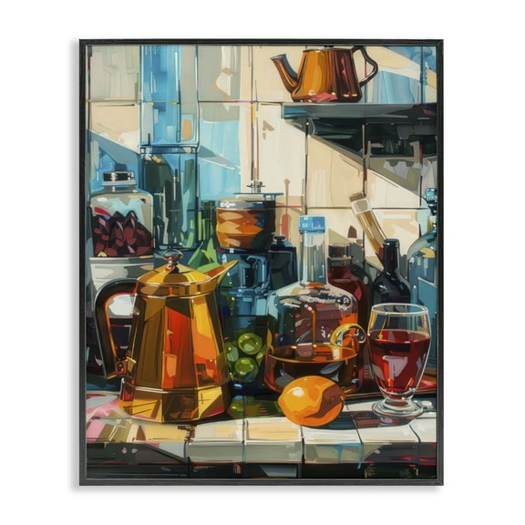 Stupell Industries Kitchen Counter Cocktails Food & Beverage Painting Black Framed Art Print Wall Art, 11 x 14