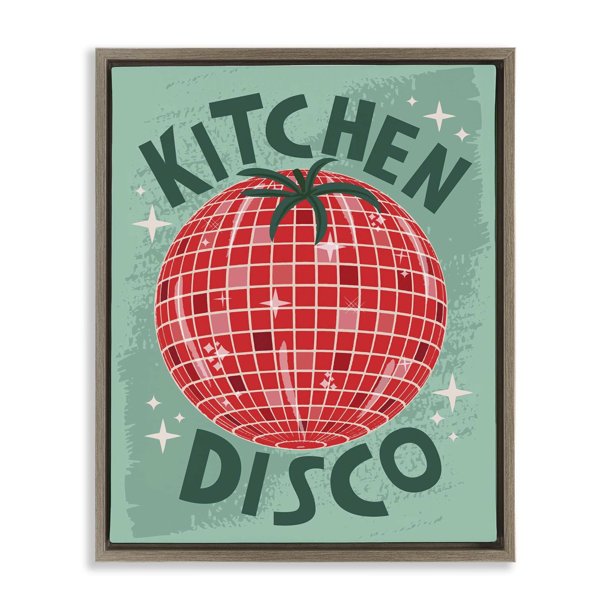Stupell Industries Kitchen Disco Tomato Food & Beverage Painting Brown Floater Framed Canvas Art Print Wall Art, 17 x 21
