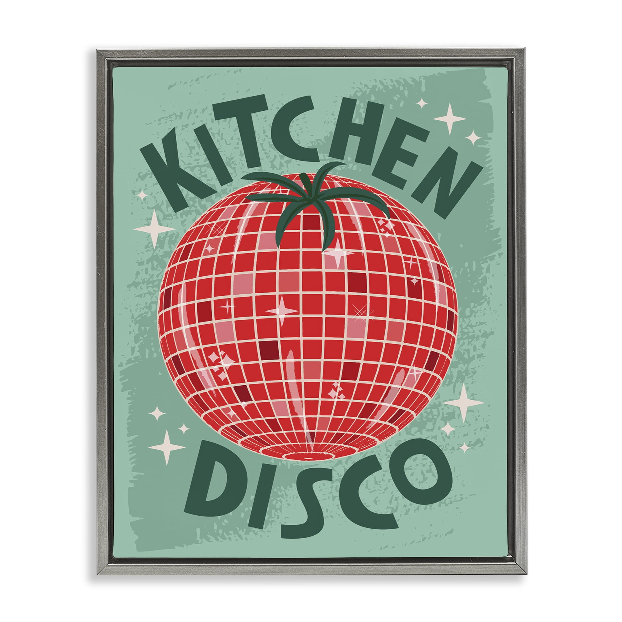 Stupell Industries Kitchen Disco Tomato Food & Beverage Painting Gray Floater Framed Canvas Art Print Wall Art, 17 x 21
