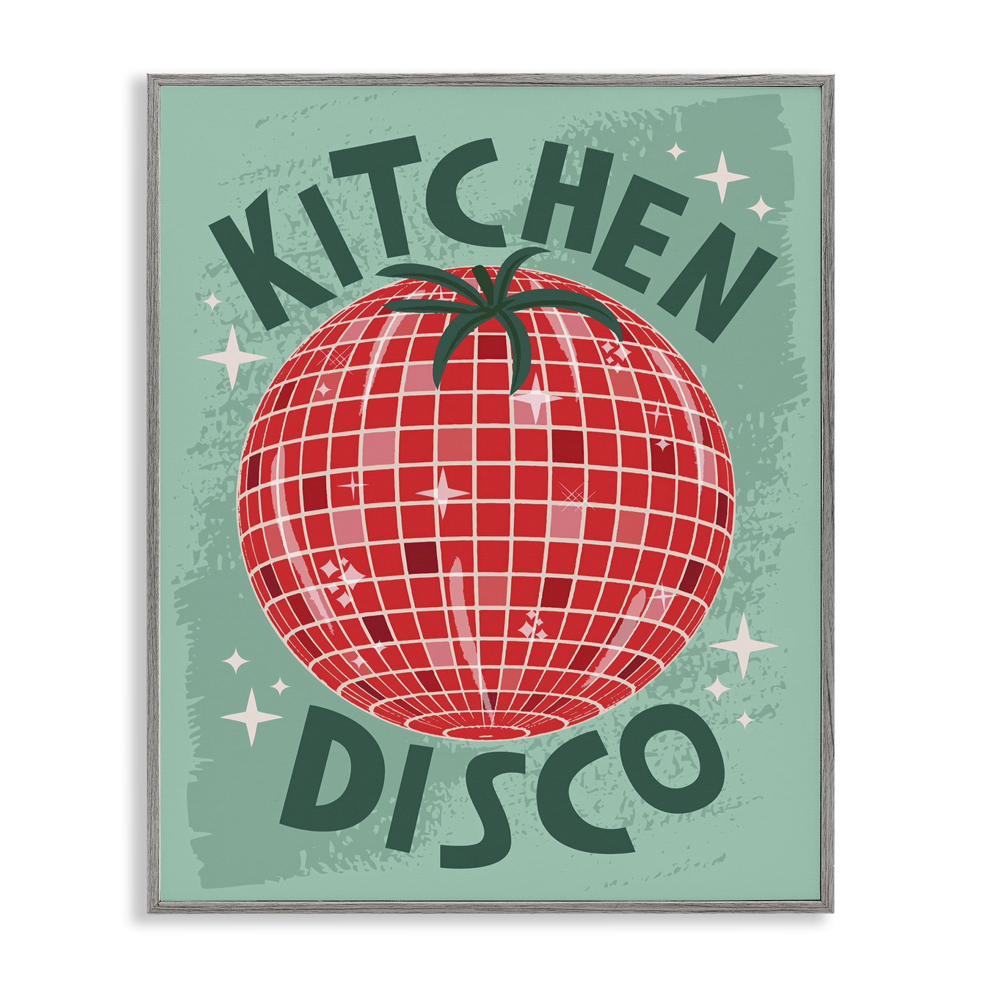 Stupell Industries Kitchen Disco Tomato Food & Beverage Painting Gray Framed Art Print Wall Art, 24 x 30