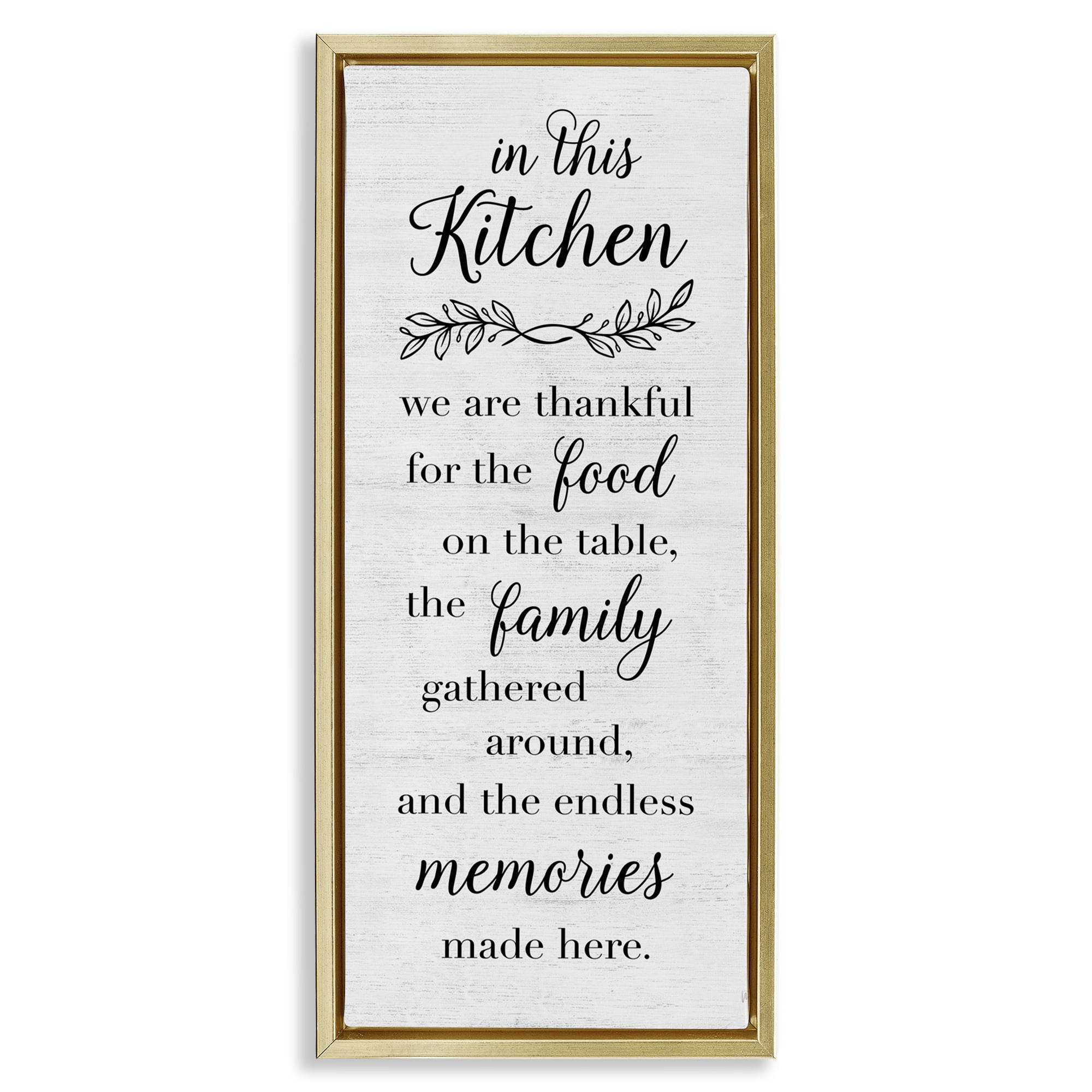 Stupell Industries Kitchen Family Gratitude Text & Numbers Painting Gold Floater Framed Canvas Art Print Wall Art, 11 x 25