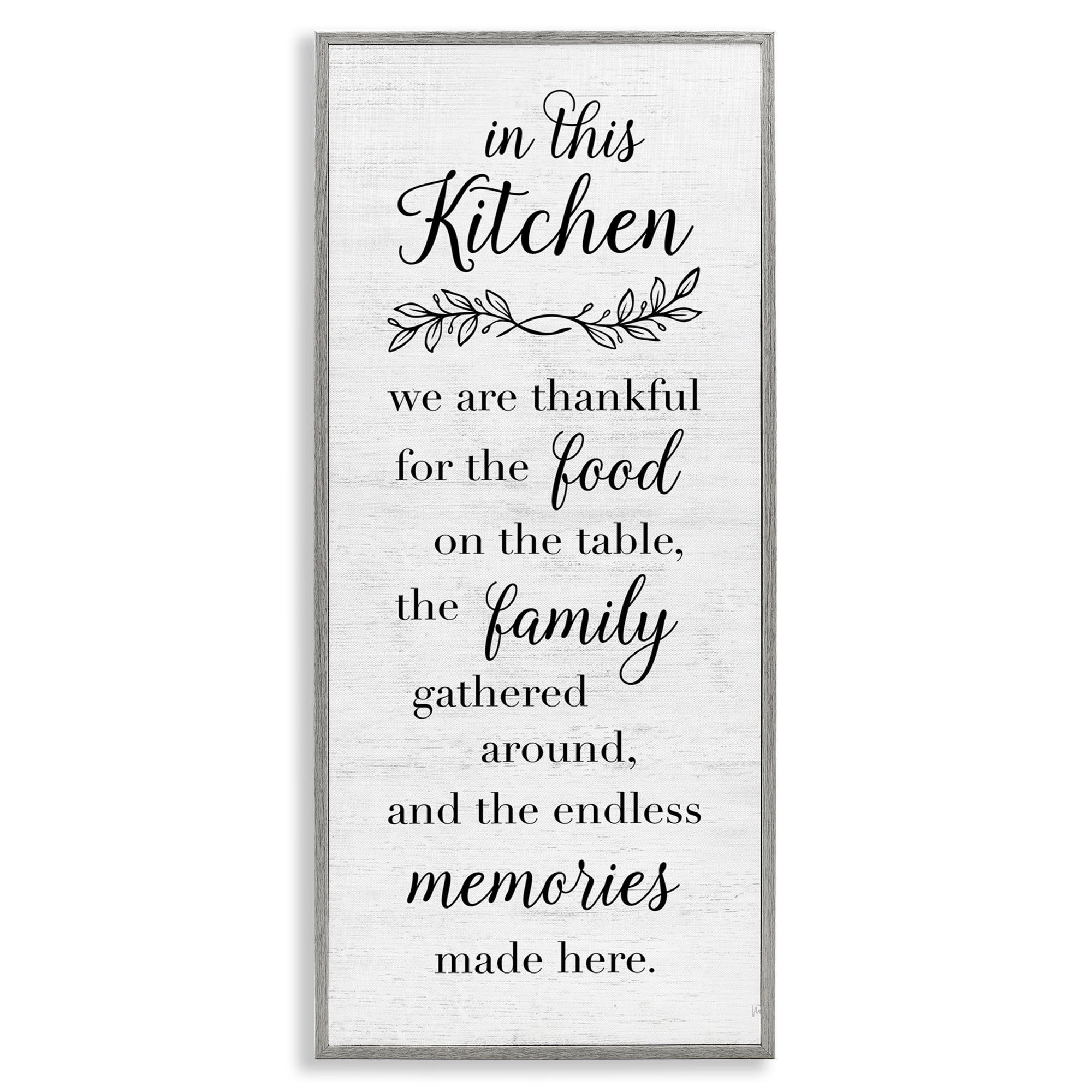 Stupell Industries Kitchen Family Gratitude Text & Numbers Painting Gray Framed Art Print Wall Art, 10 x 24