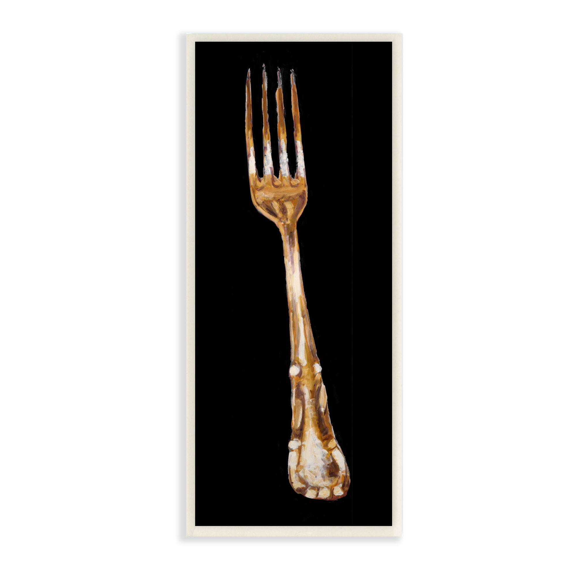 Stupell Industries Kitchen Fork Silverware Cutlery Painting Black Background Painting Unframed Art Print Wall Art, Design by Adolf Llovea