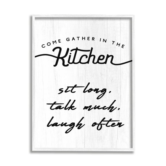 Stupell Industries Kitchen Gathering Sign Minimal Sit Talk Laugh Phrase, 24 x 30, Designed by Daphne Polselli