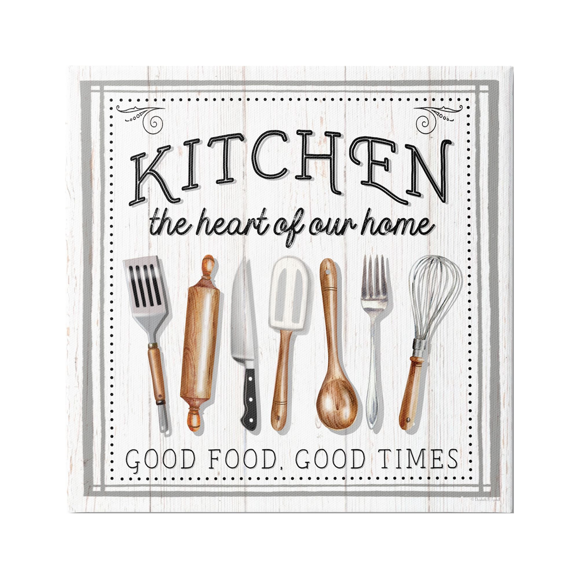 Stupell Industries Kitchen Good Food & Times Food & Beverage Painting Gallery Wrapped Canvas Art Print Wall Art, 17 x 17