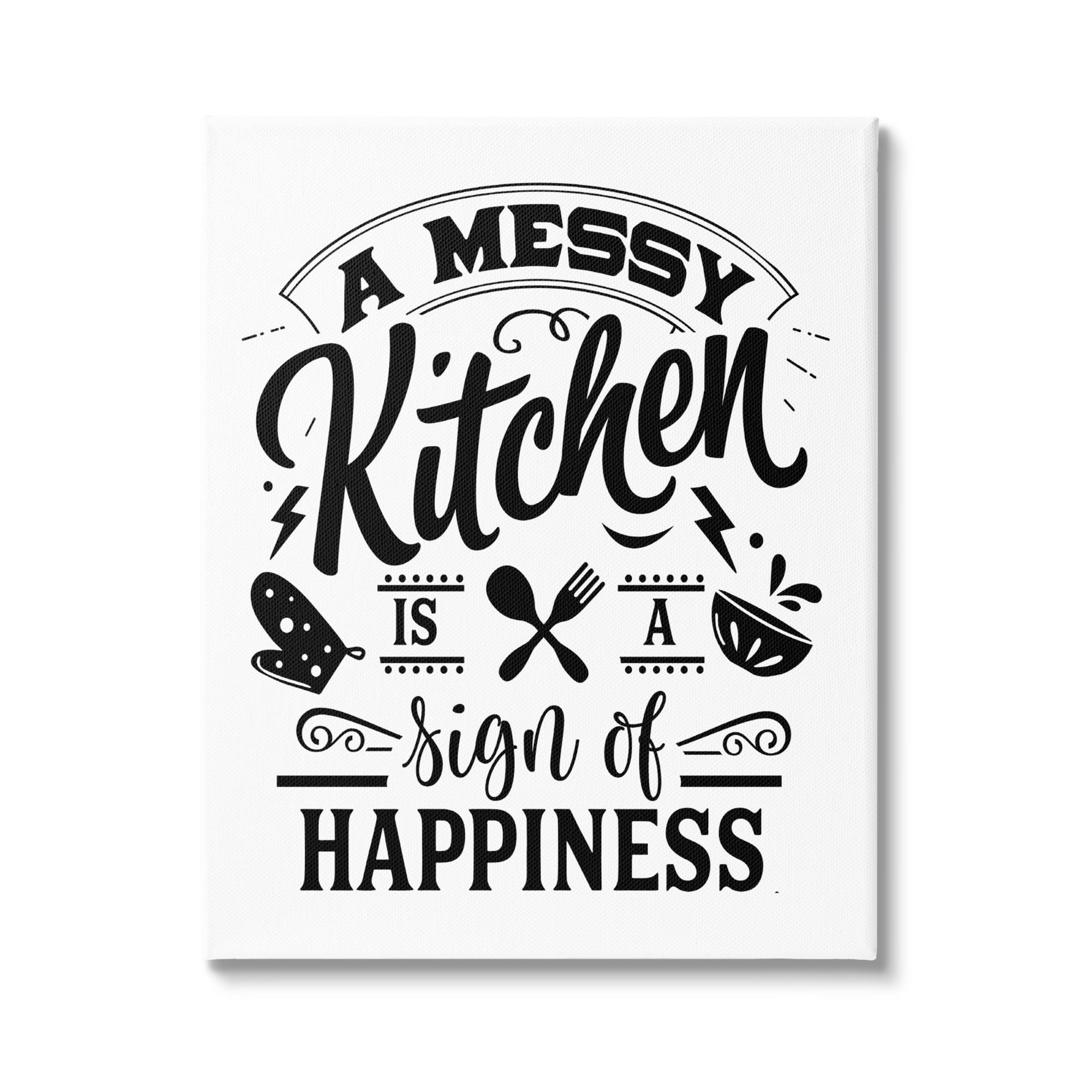 Stupell Industries Kitchen Happiness Retro Style Casual Silverware Motif Graphic Art Gallery Wrapped Canvas Print Wall Art, Design by Lettered and Lined