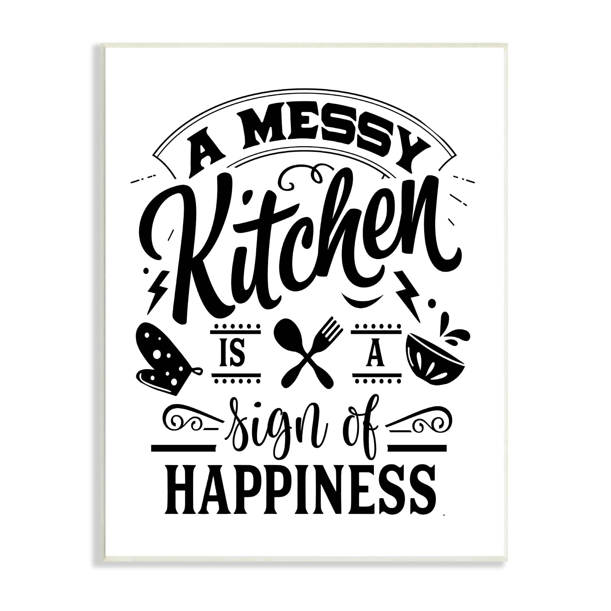 Stupell Industries Kitchen Happiness Retro Style Casual Silverware Motif Graphic Art Unframed Art Print Wall Art, Design by Lettered and Lined