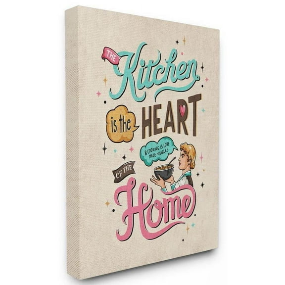 Stupell Industries Kitchen Heart And Home Vintage Comic Book Word Design Canvas Wall Art by Ester Kay