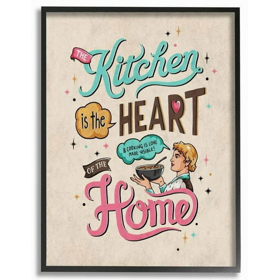 Stupell Industries Kitchen Heart And Home Vintage Comic Book Word Design Framed Wall Art by Ester Kay