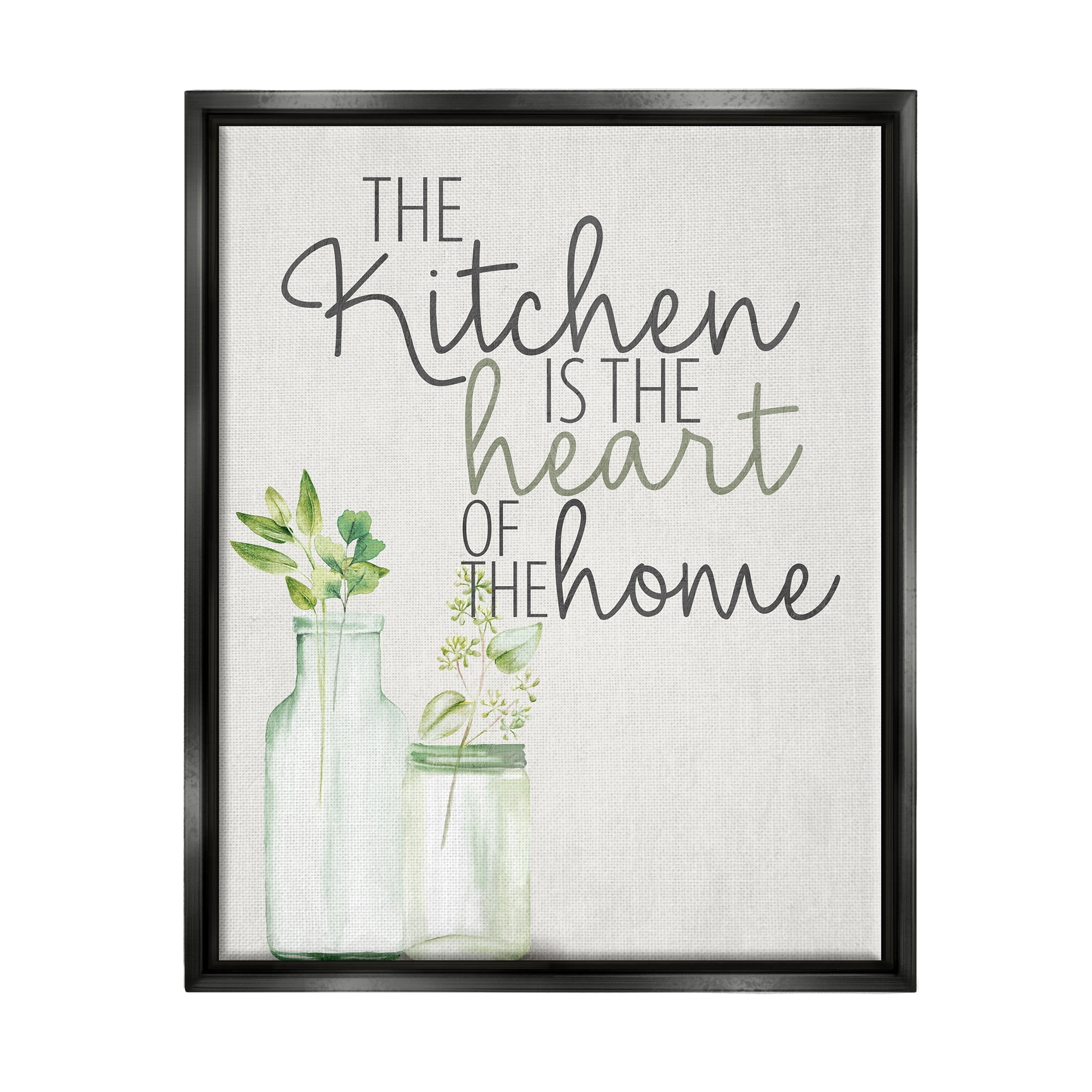 Stupell Industries Kitchen Heart Phrase Food & Beverage Painting Black Floater Framed Art Print Wall Art, 25 x 31