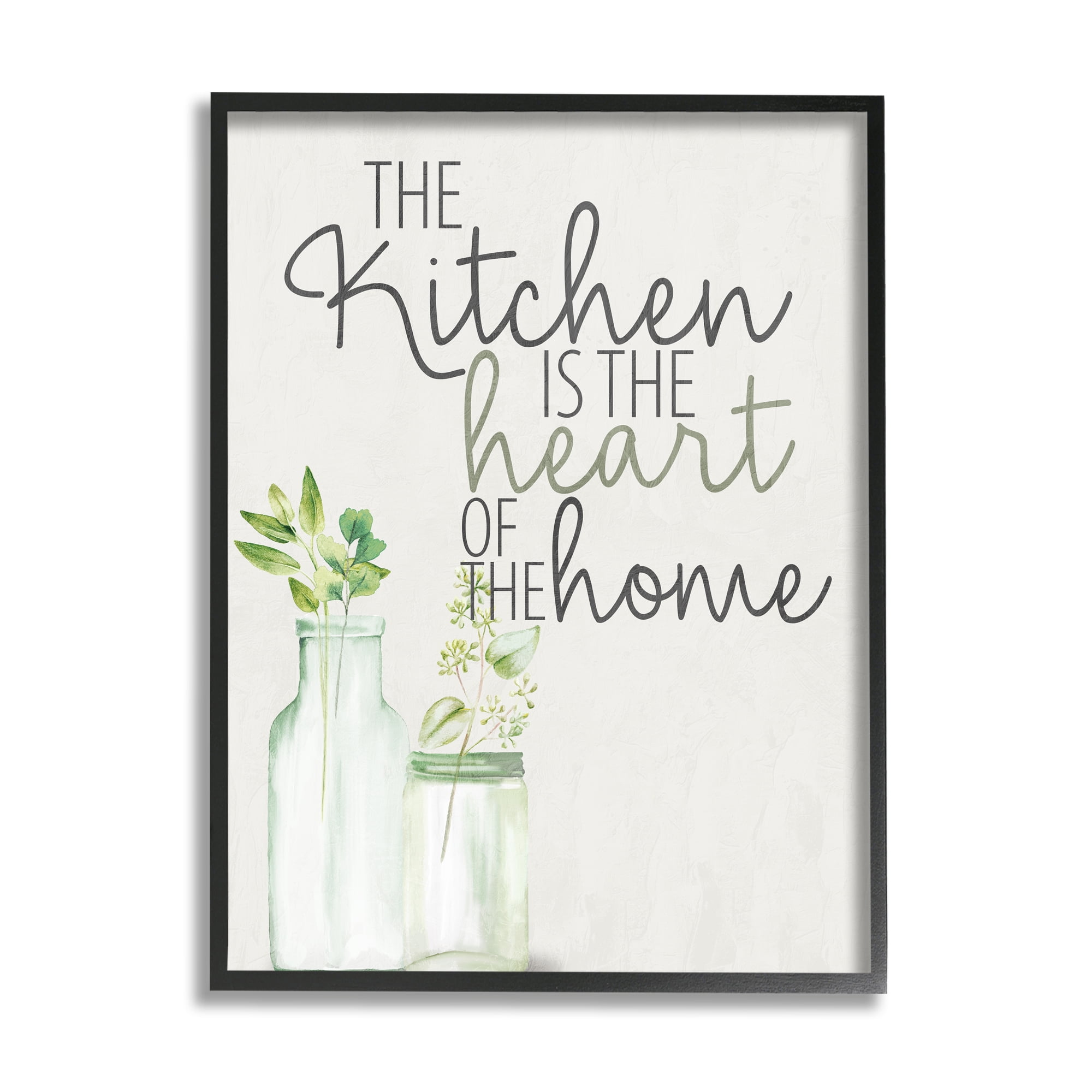 Stupell Industries Kitchen Heart Phrase Food & Beverage Painting Black Framed Art Print Wall Art, 16 x 20