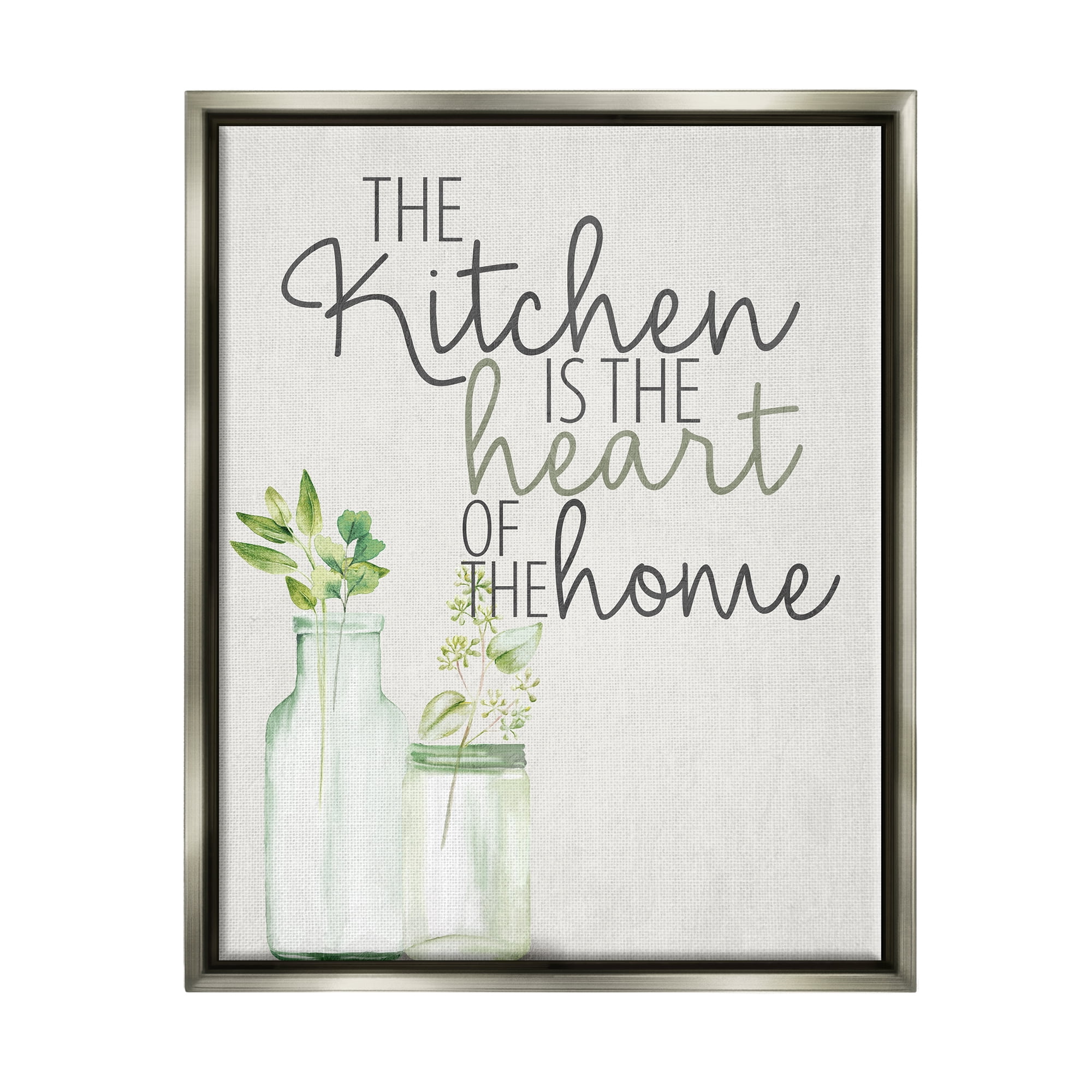 Stupell Industries Kitchen Heart Phrase Food & Beverage Painting Gray Floater Framed Art Print Wall Art, 25 x 31