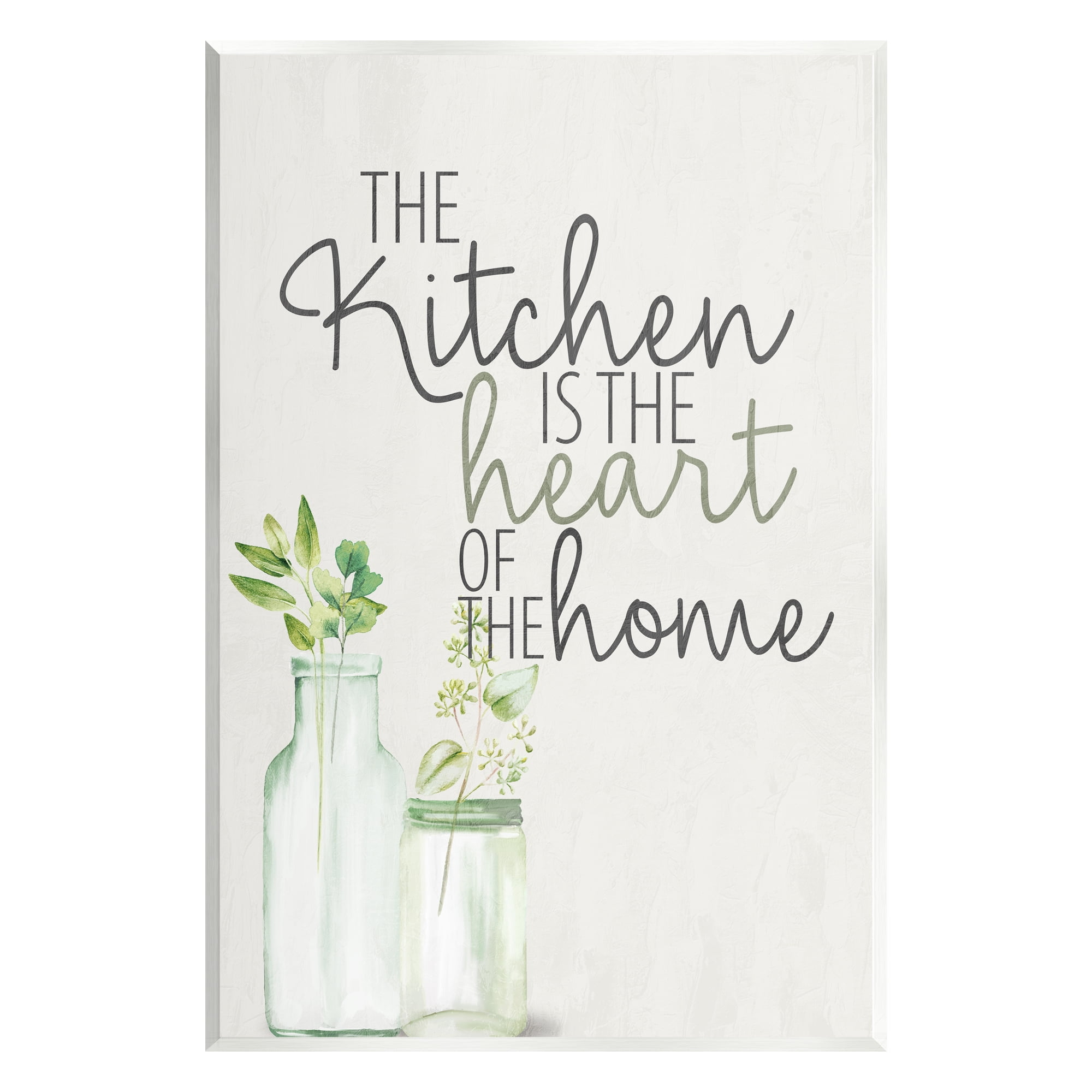 White and Green Kitchen Heart Phrase Wood Wall Art, 10 x 15