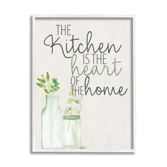Stupell Industries Kitchen Heart Phrase Food & Beverage Painting White Framed Art Print Wall Art, 11 x 14