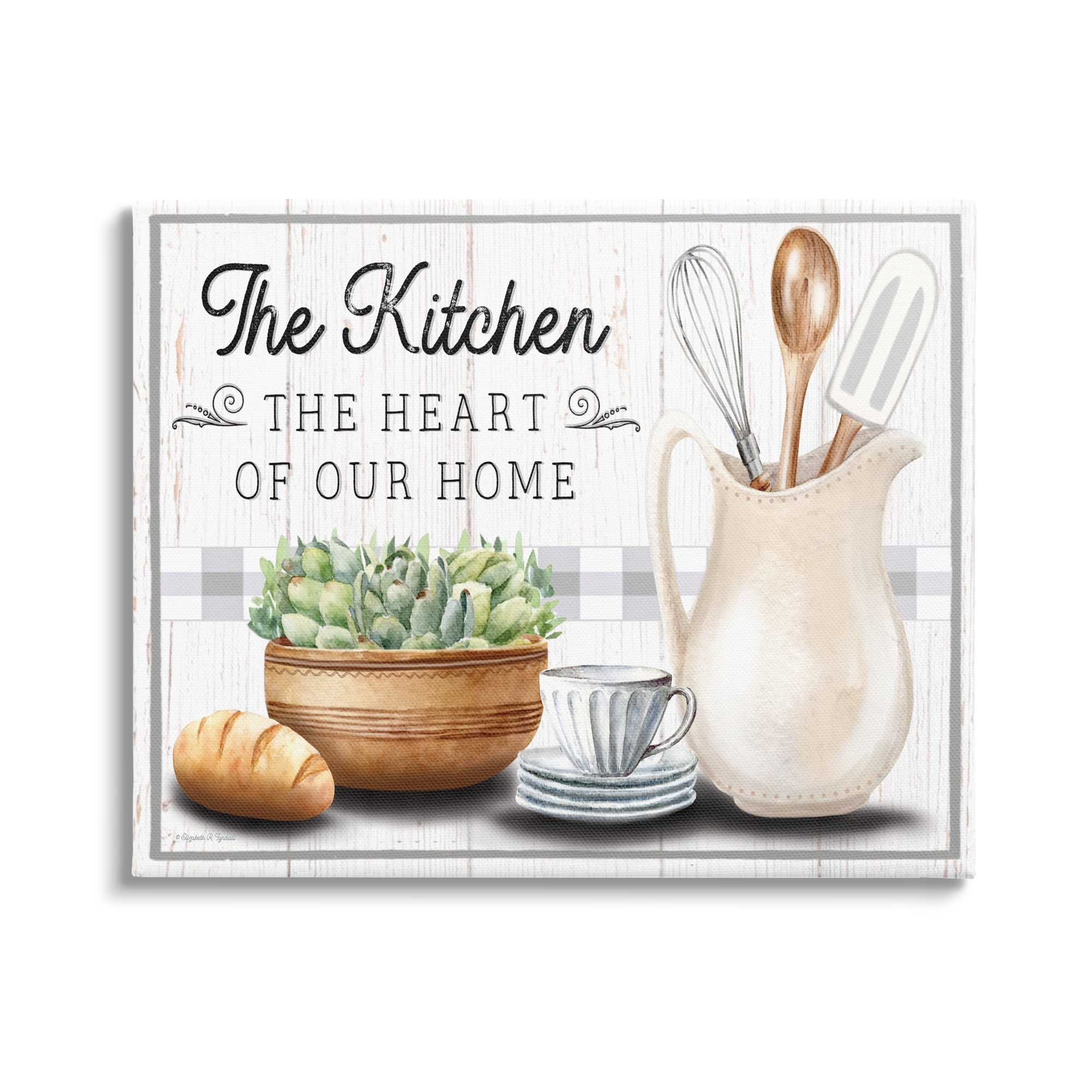 Heart of Home Kitchen Canvas Art with Wooden Frame