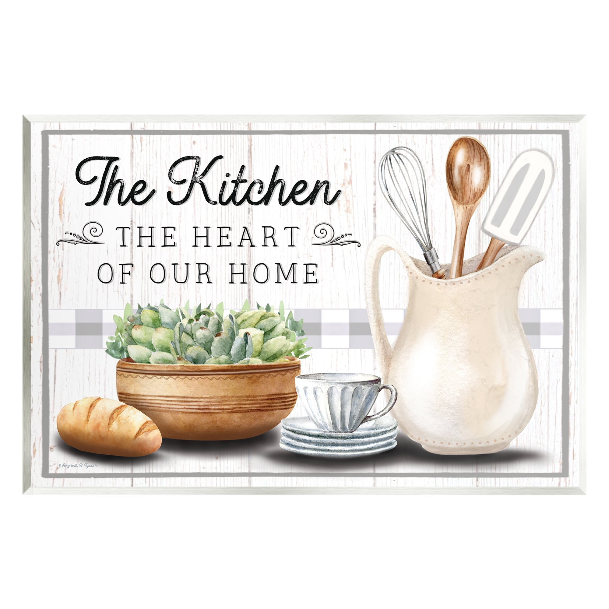 Stupell Industries Kitchen Heart of Home Food & Beverage Painting Unframed Art Print Wall Art, 19 x 13
