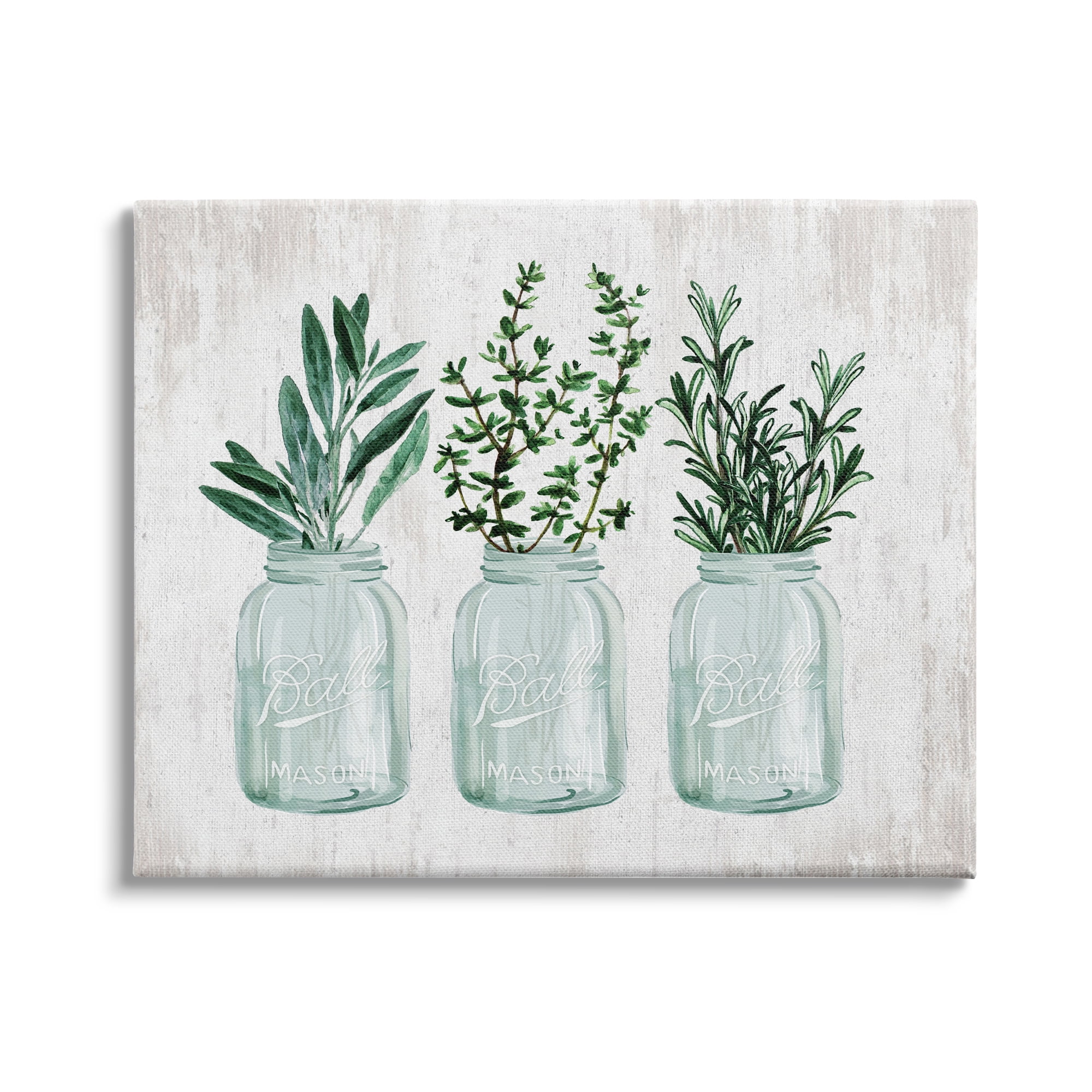 Stupell Industries Kitchen Herb Trio Garden Spices Country Glass Jars, 30 x 24, Design by Lettered and Lined
