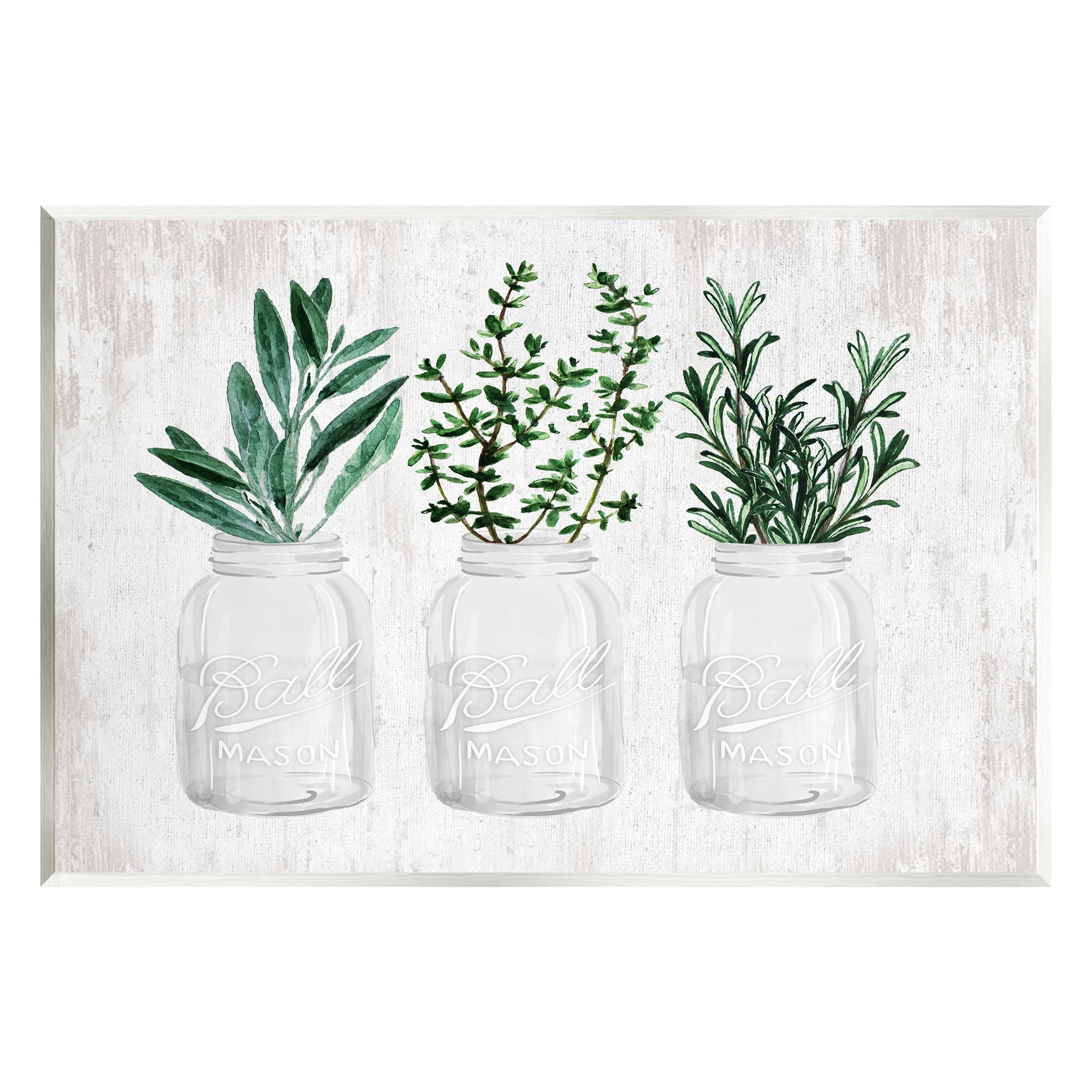 Stupell Industries Kitchen Herbs in Jars Botanical & Floral Painting Unframed Art Print Wall Art, 19 x 13