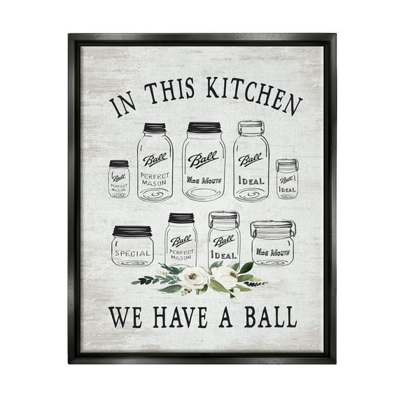 Stupell Industries Kitchen Jar Phrase Botanical & Floral Painting Black Floater Framed Art Print Wall Art, 17 x 21