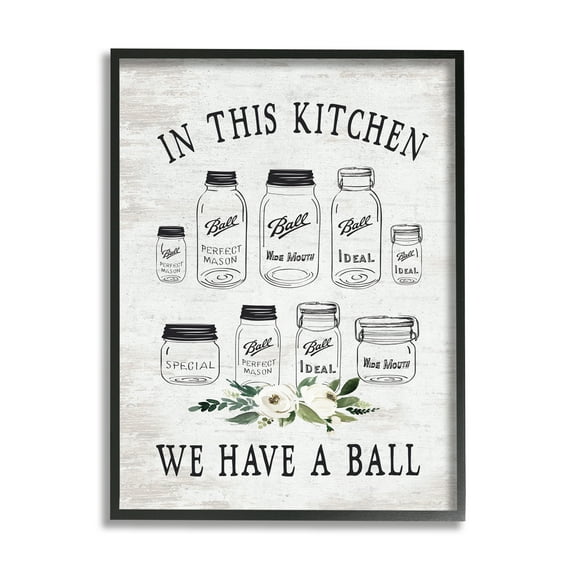 Stupell Industries Kitchen Jar Phrase Botanical & Floral Painting Black Framed Art Print Wall Art, 11 x 14