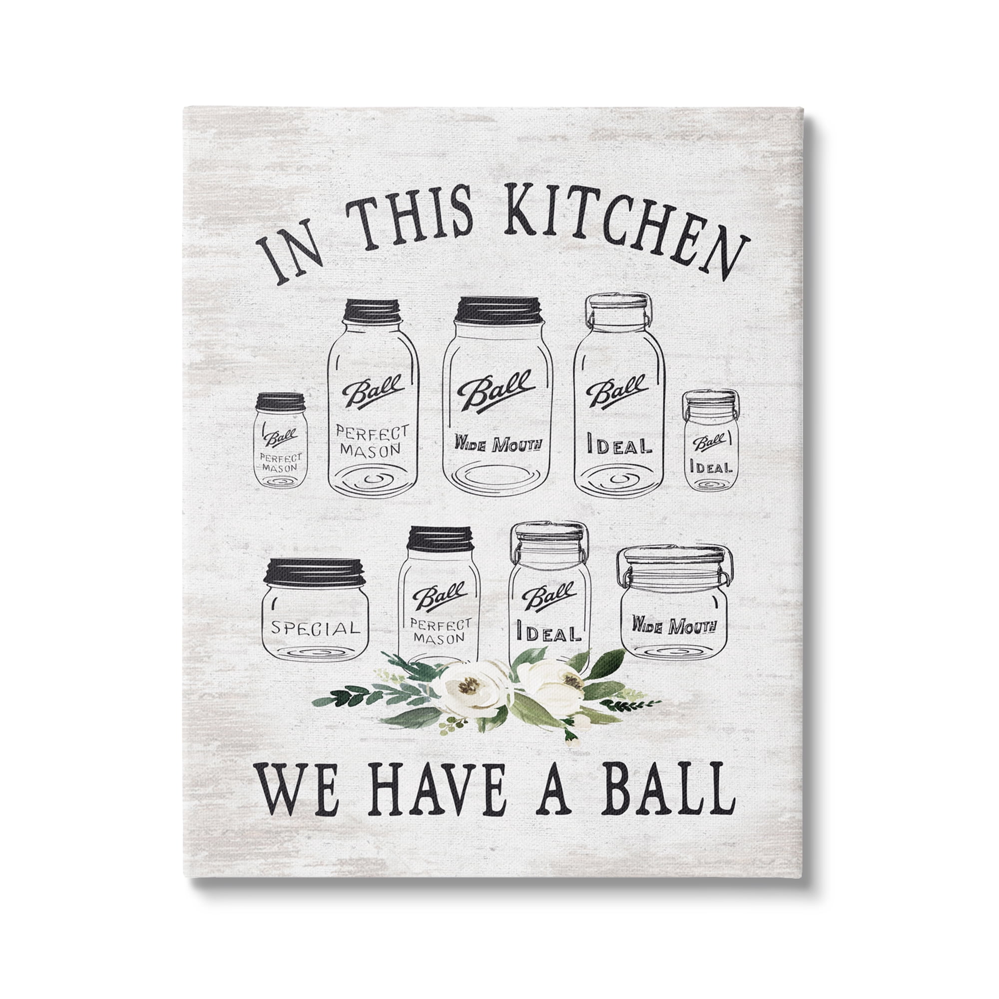 Stupell Industries Kitchen Jar Phrase Botanical & Floral Painting Gallery Wrapped Canvas Print Wall Art, 30 x 40