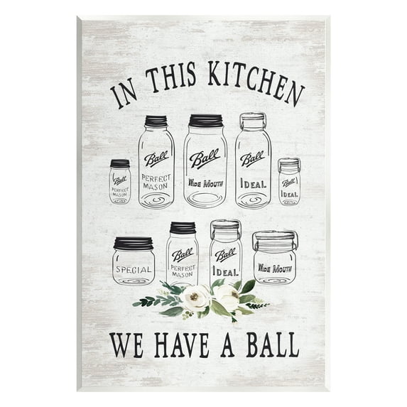 Stupell Industries Kitchen Jar Phrase Botanical & Floral Painting Unframed Art Print Wall Art, 13 x 19